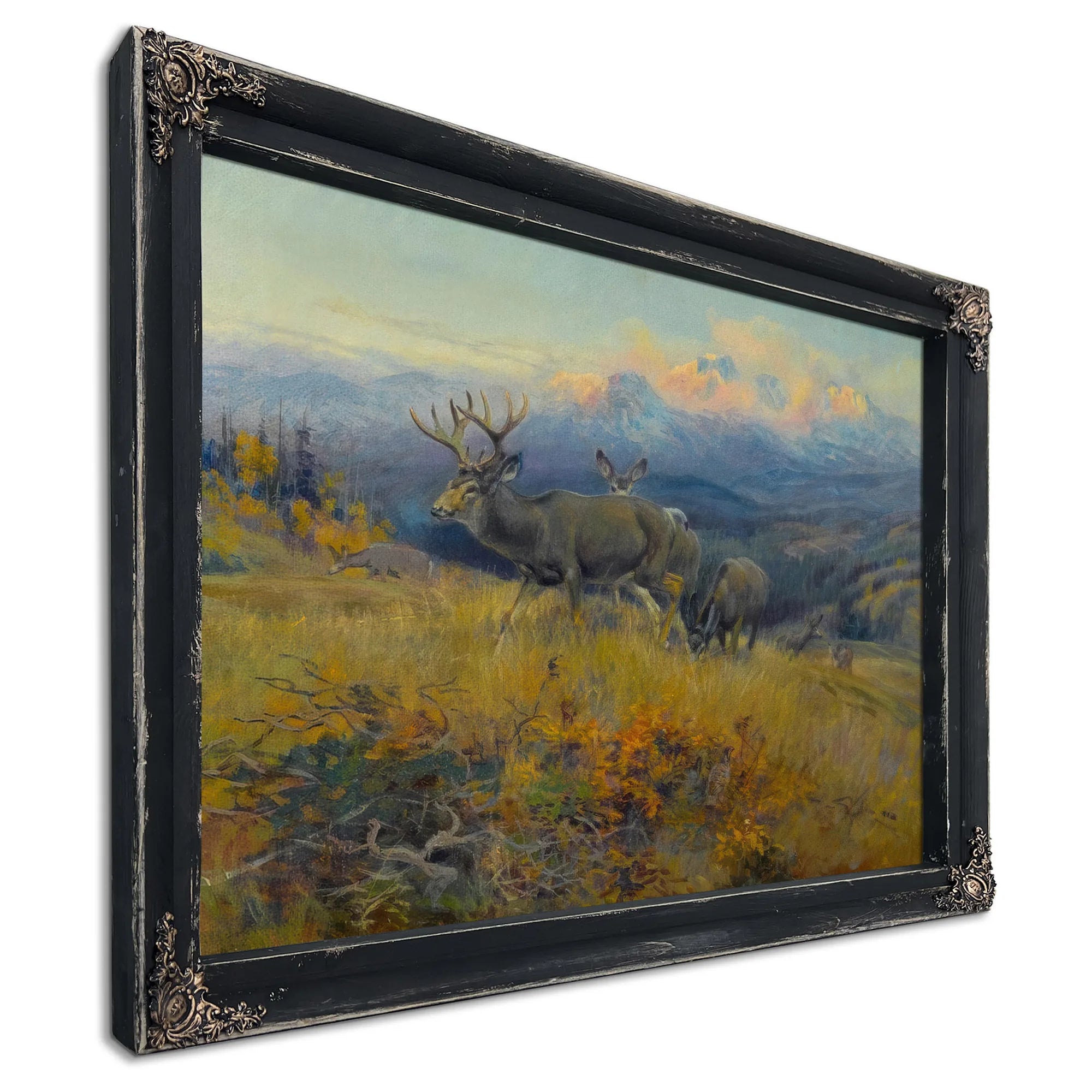 Deer In Landscape By Charles Marion Russell Fine Art Print