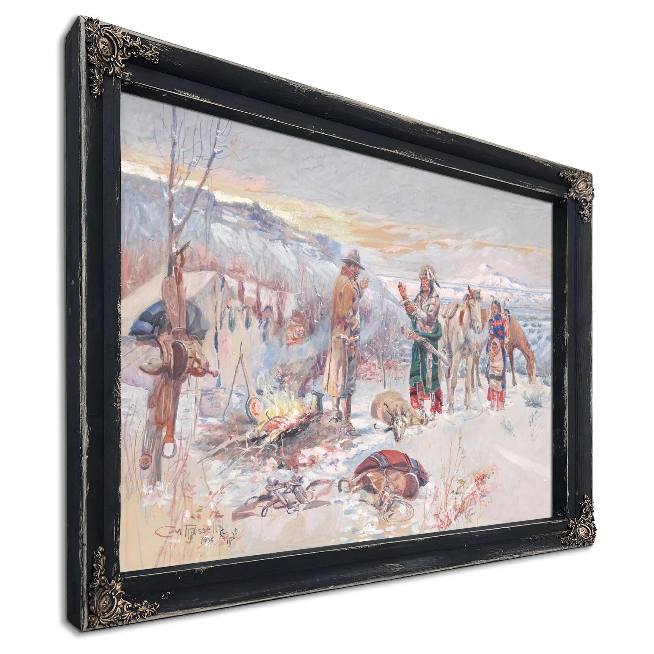 The Wolfer S Camp by Charles Marion Russell