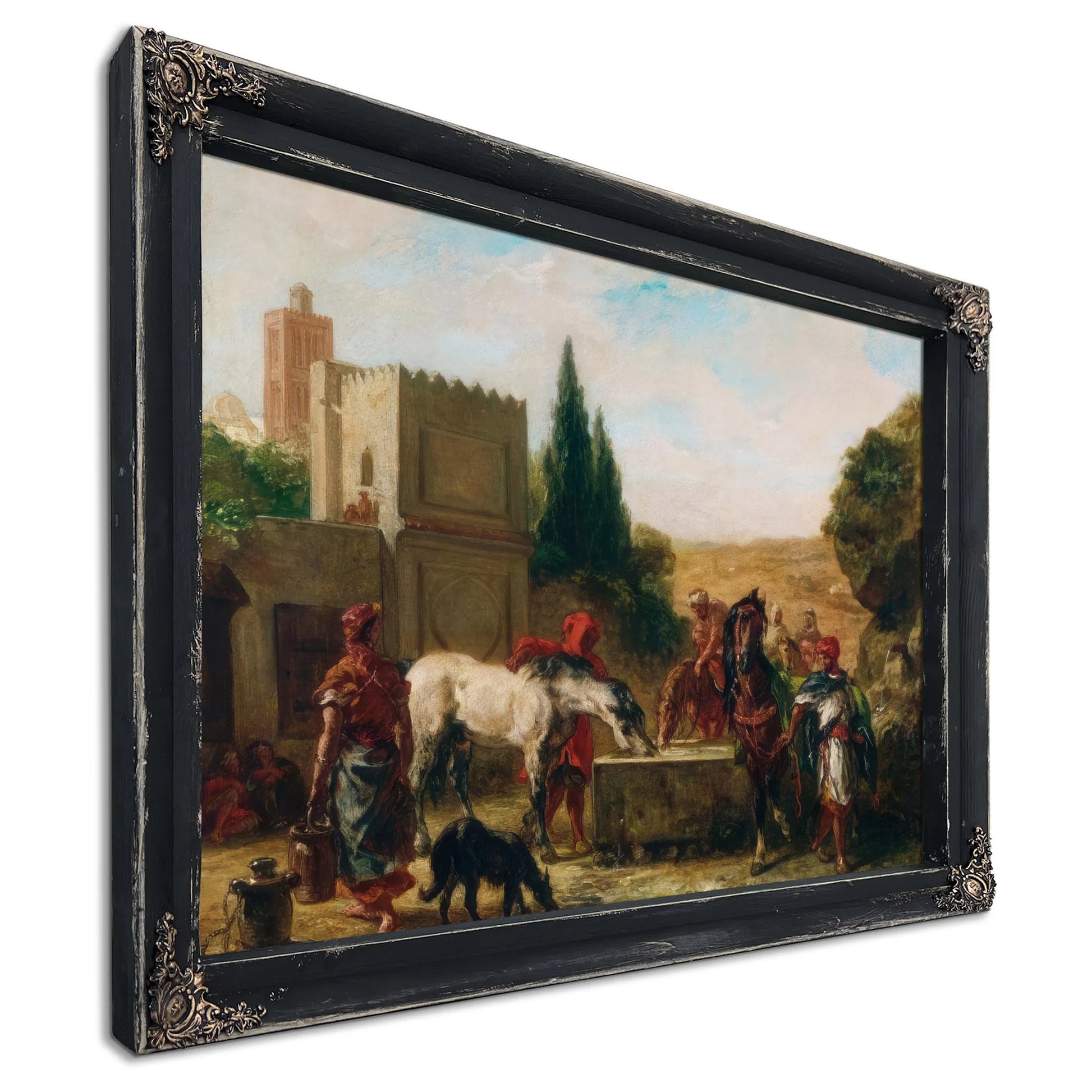 Horses At A Fountain By Eugene Delacroix Fine Art Print