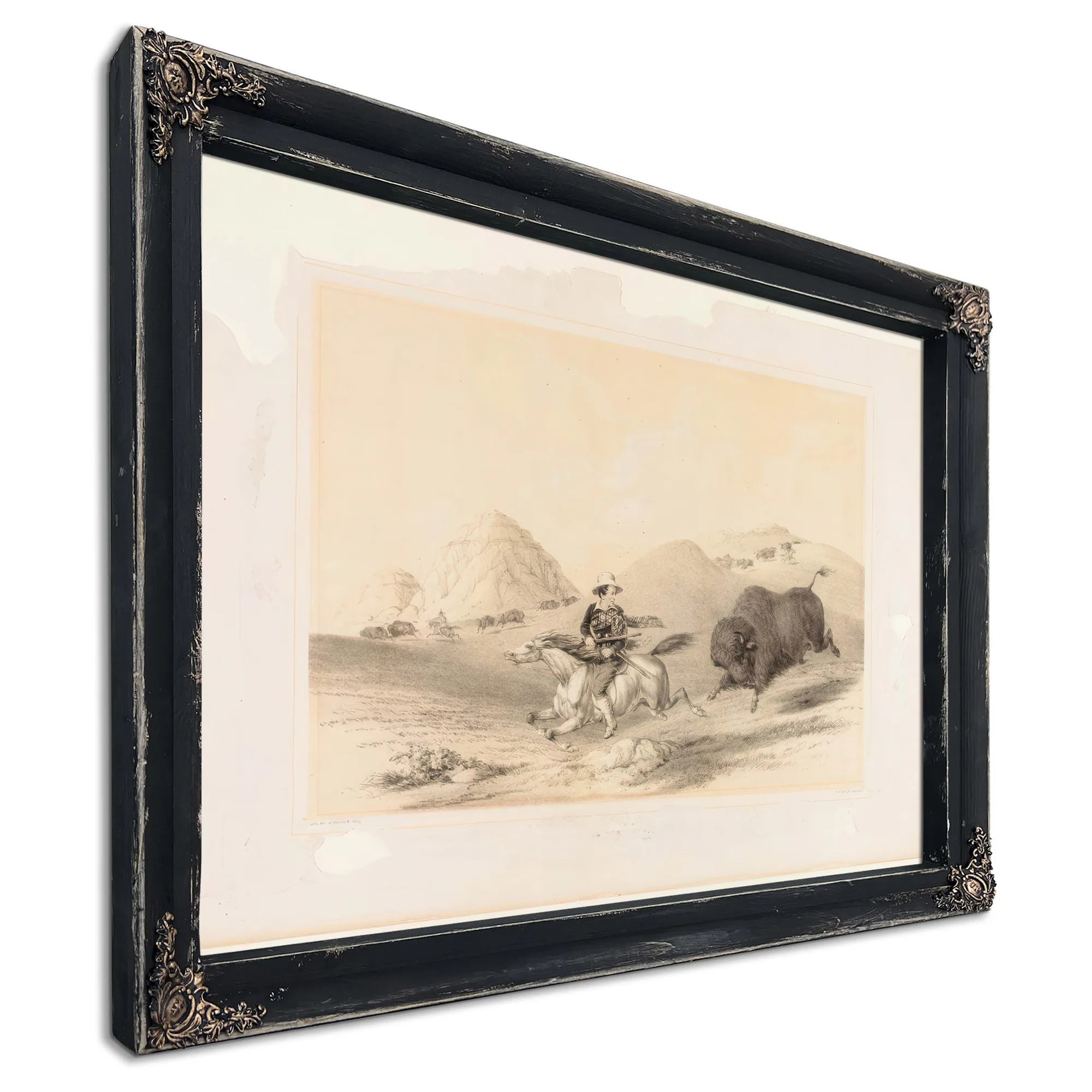 Buffalo Hunt Chasing Back No. 12 By George Catlin Fine Art Print