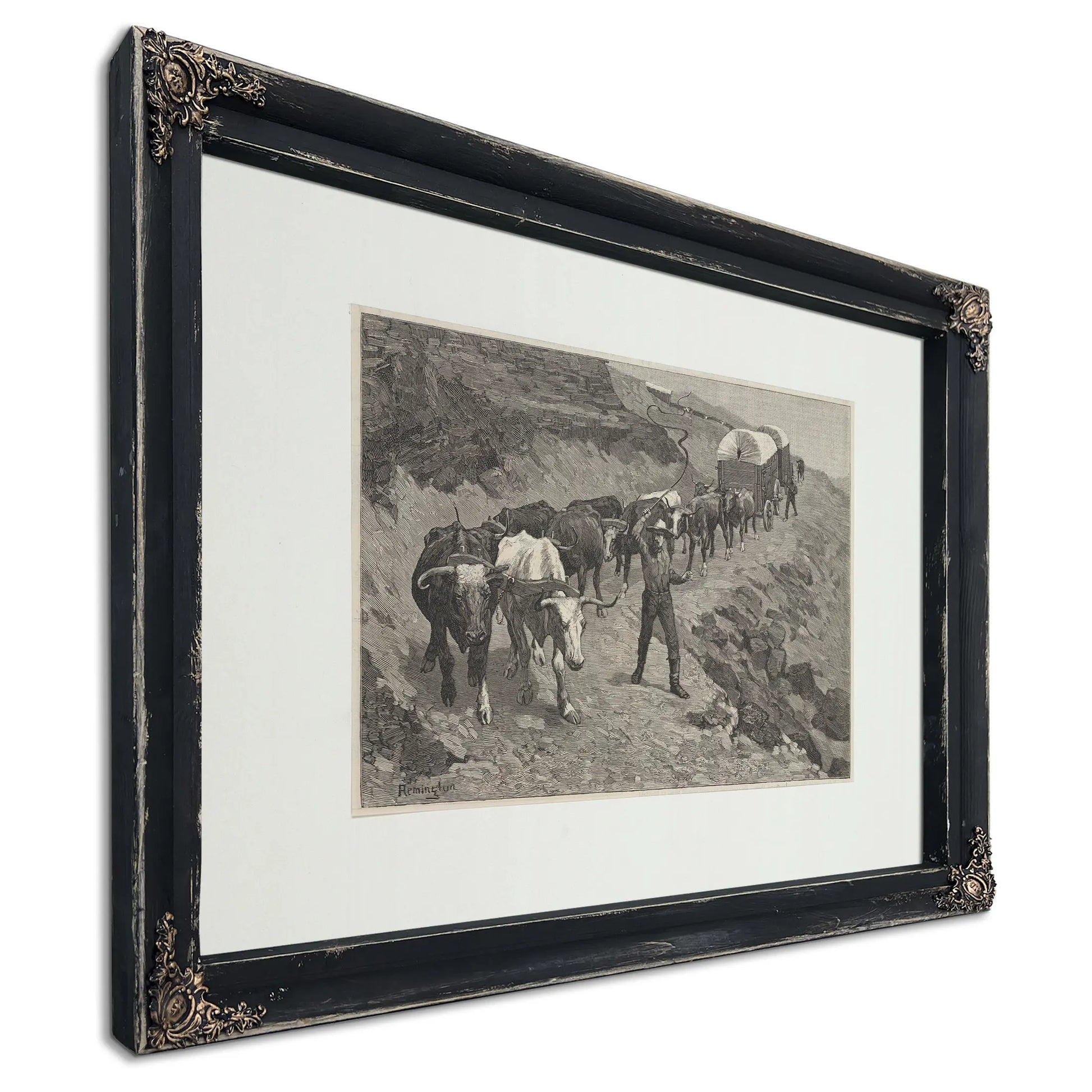 An Ox Train In The Mountains by Frederic Remington
