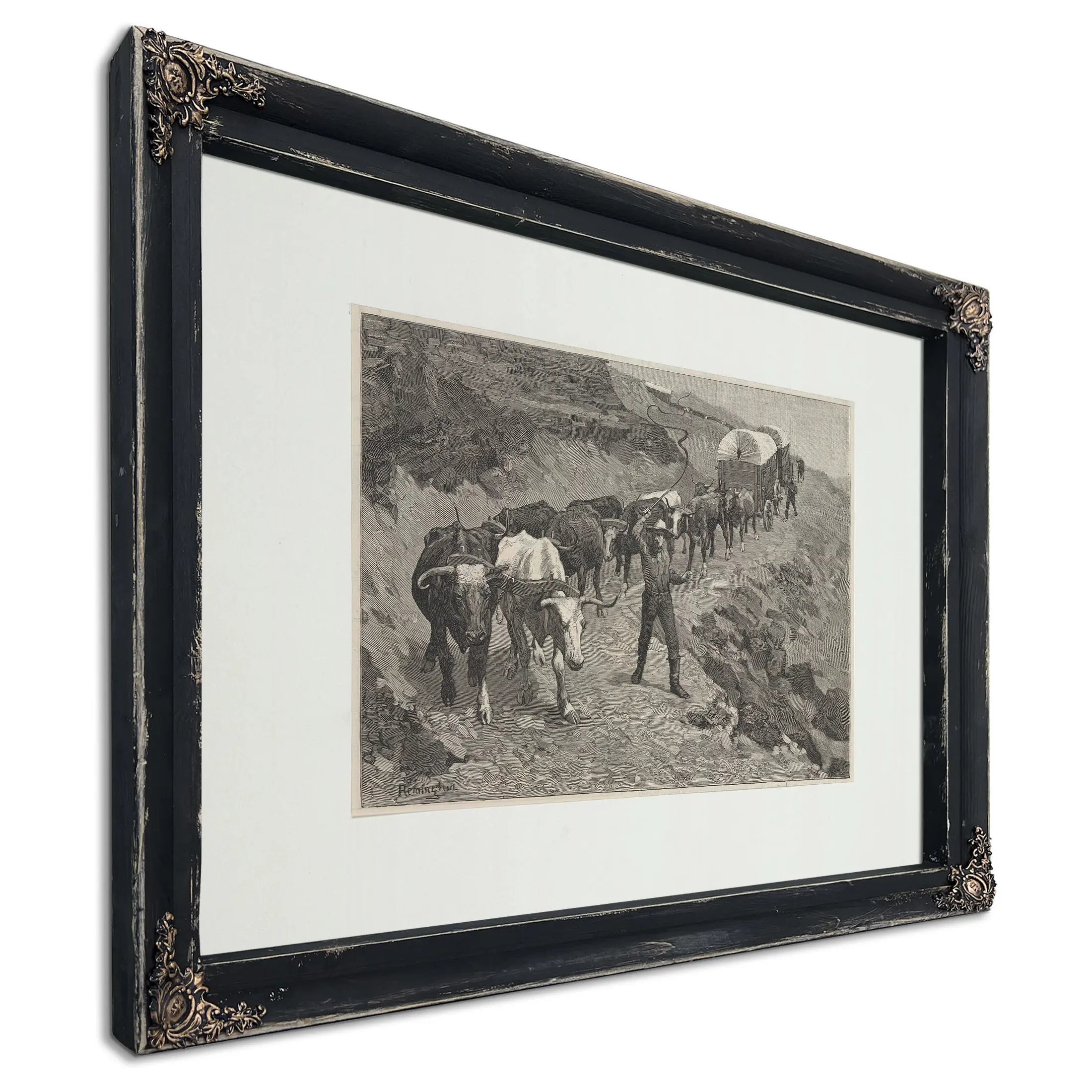 An Ox Train In The Mountains by Frederic Remington