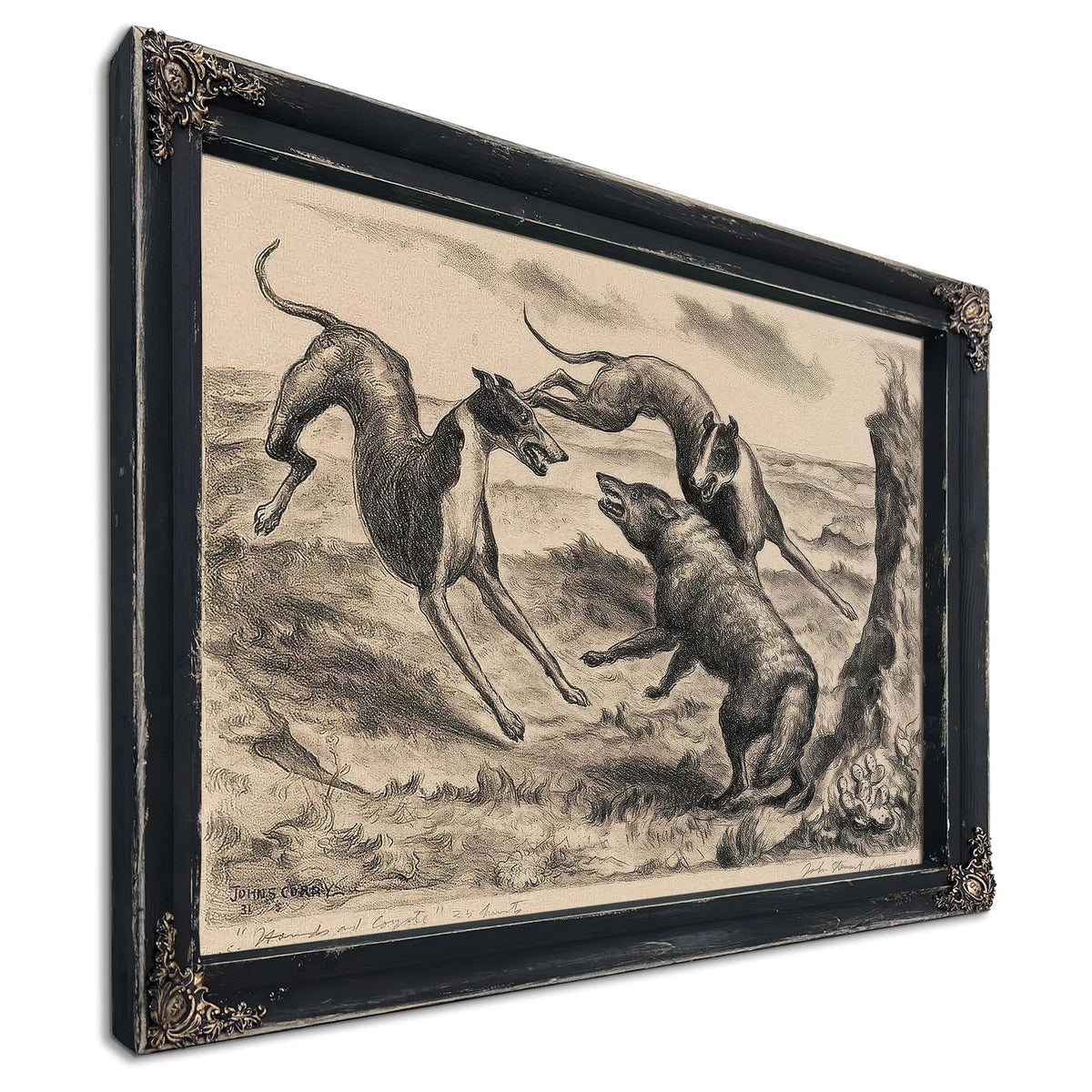 Hounds And Coyote (C. 12), 1931 By John Steuart Curry