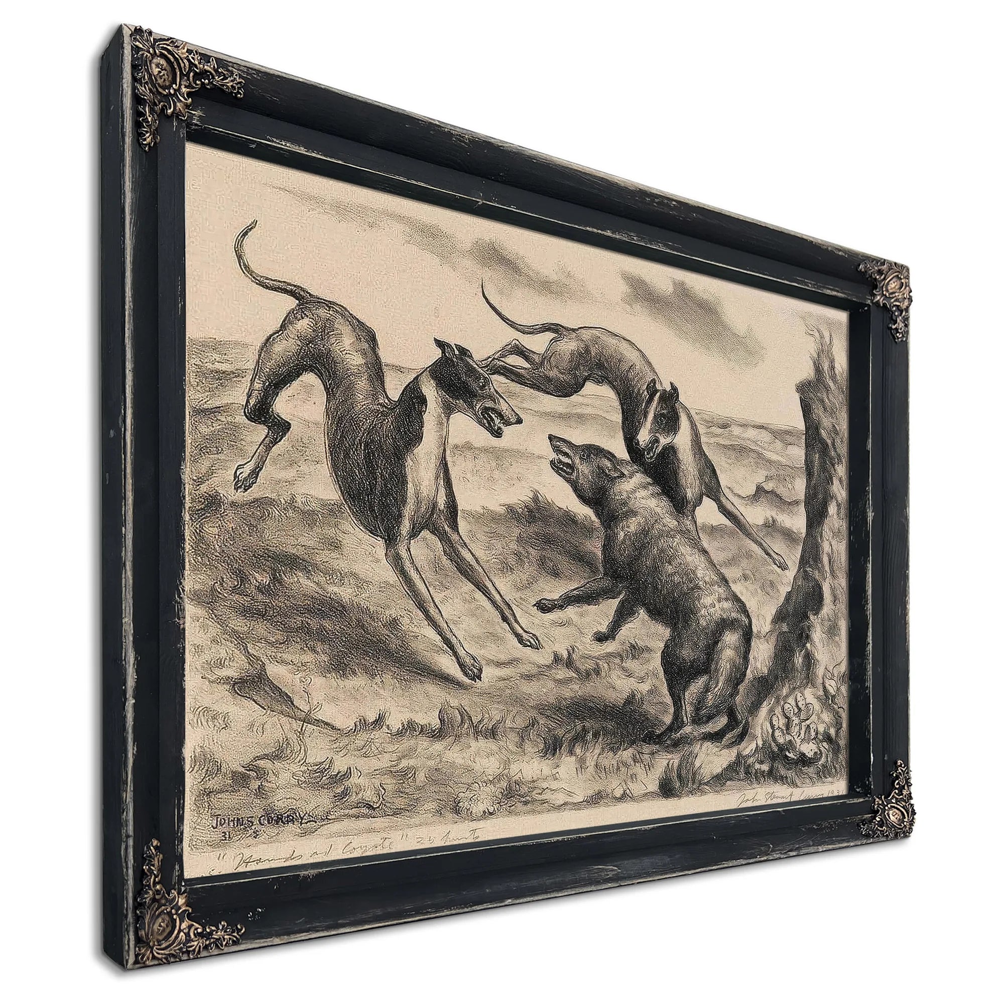 Hounds And Coyote (C. 12), 1931 By John Steuart Curry Fine Art Print