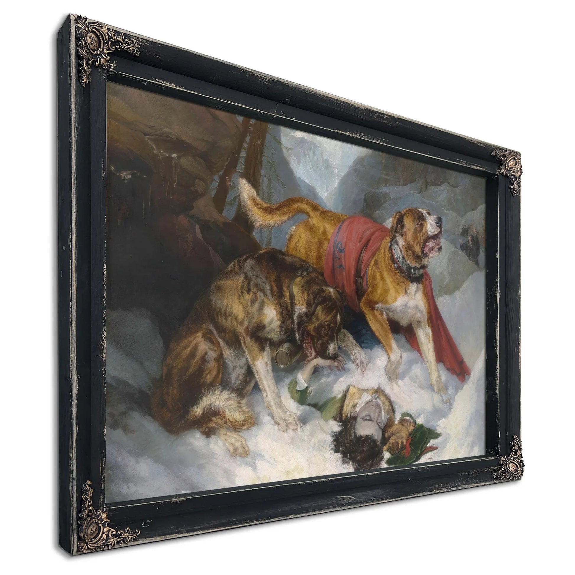 Alpine Mastiffs Reanimating A Distressed By Edwin Landseer Fine Art Print
