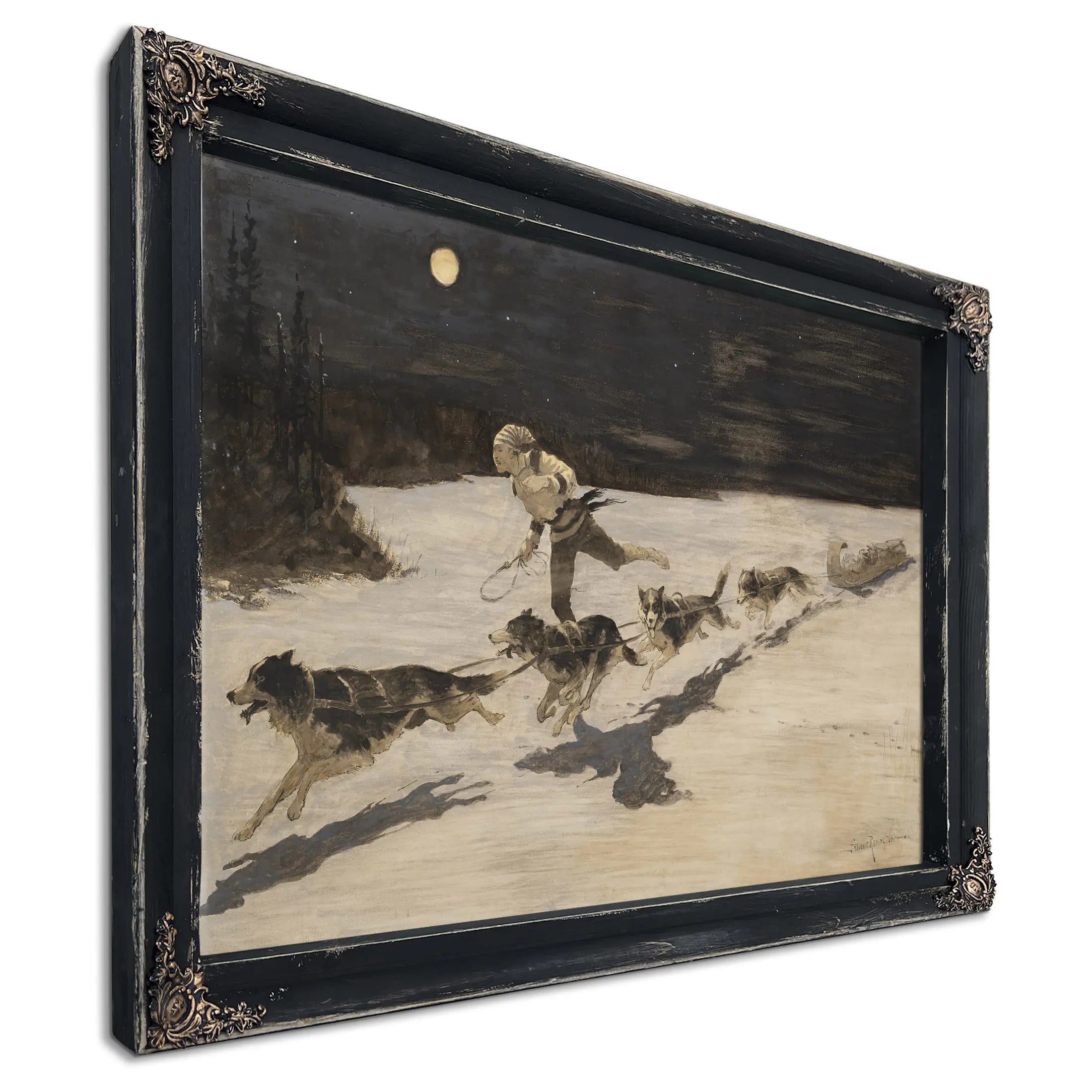 Frederic Remington Huskie Dogs On The Frozen Highway  by Frederic Remington