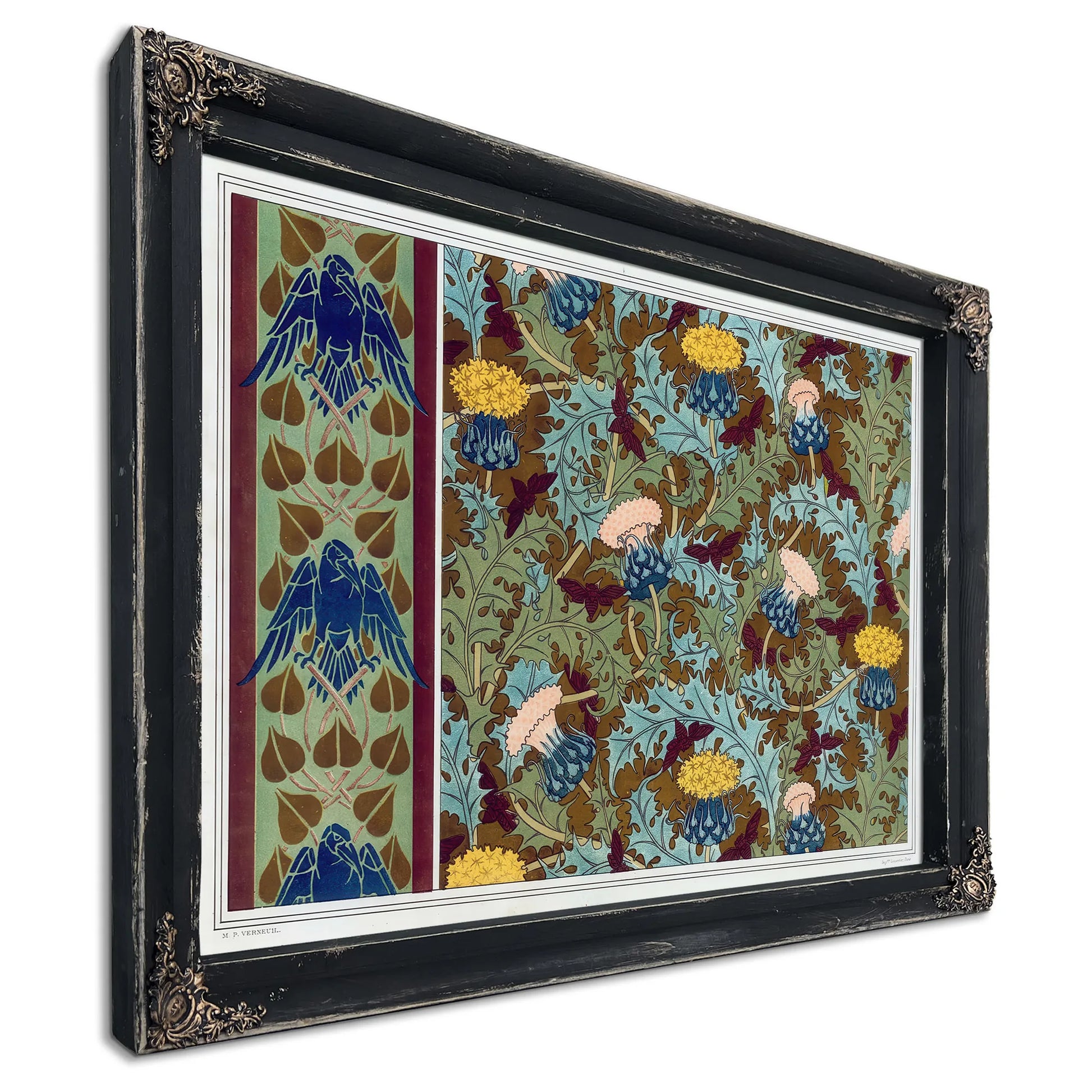 Corbeaux Bordure Au Pochoir Cigales Et Chardons Etoffe Imprimee by Maurice Pillard Verneuil Fine Art Print