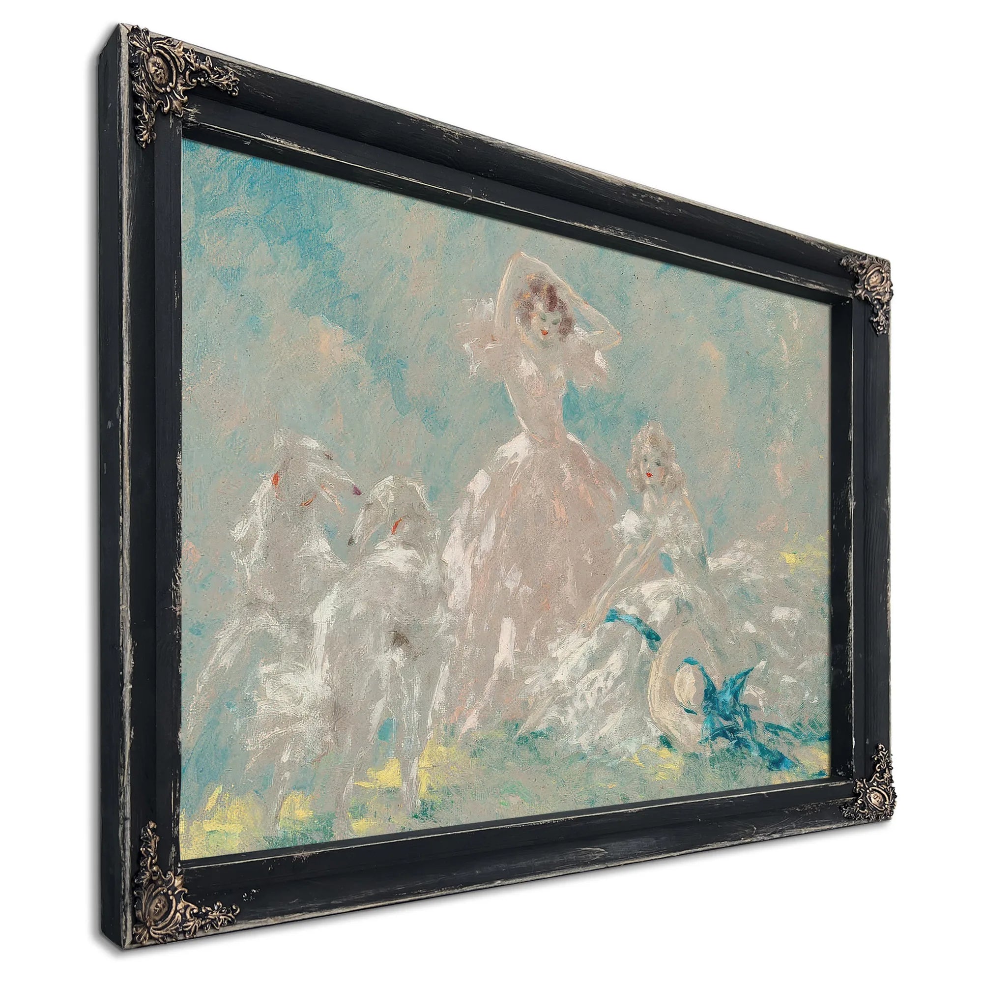 Two Women & Borzois Circa 1930 1940 By Louis Icart Fine Art Print