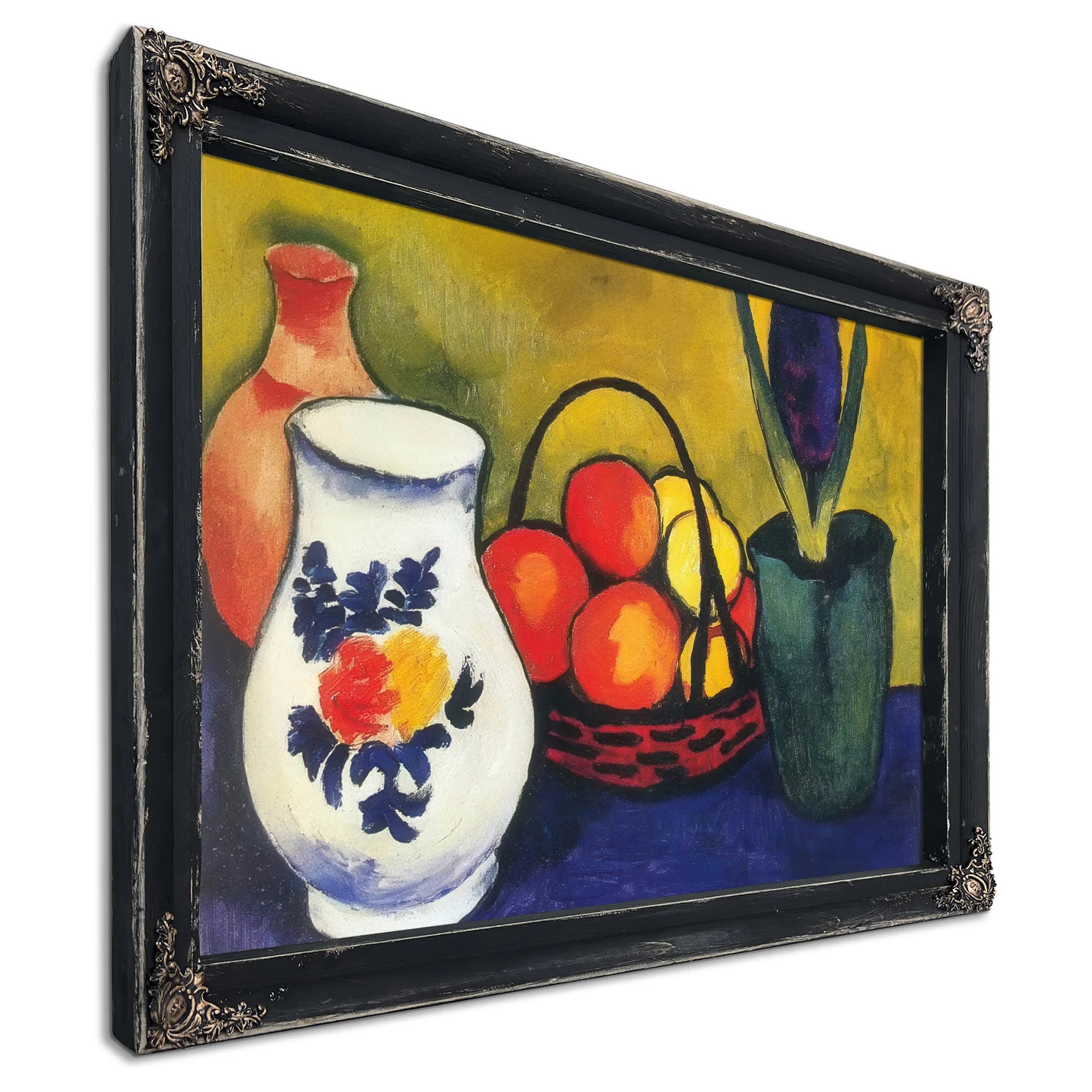 White Pot Flowers And Fruit By August Macke Fine Art Print
