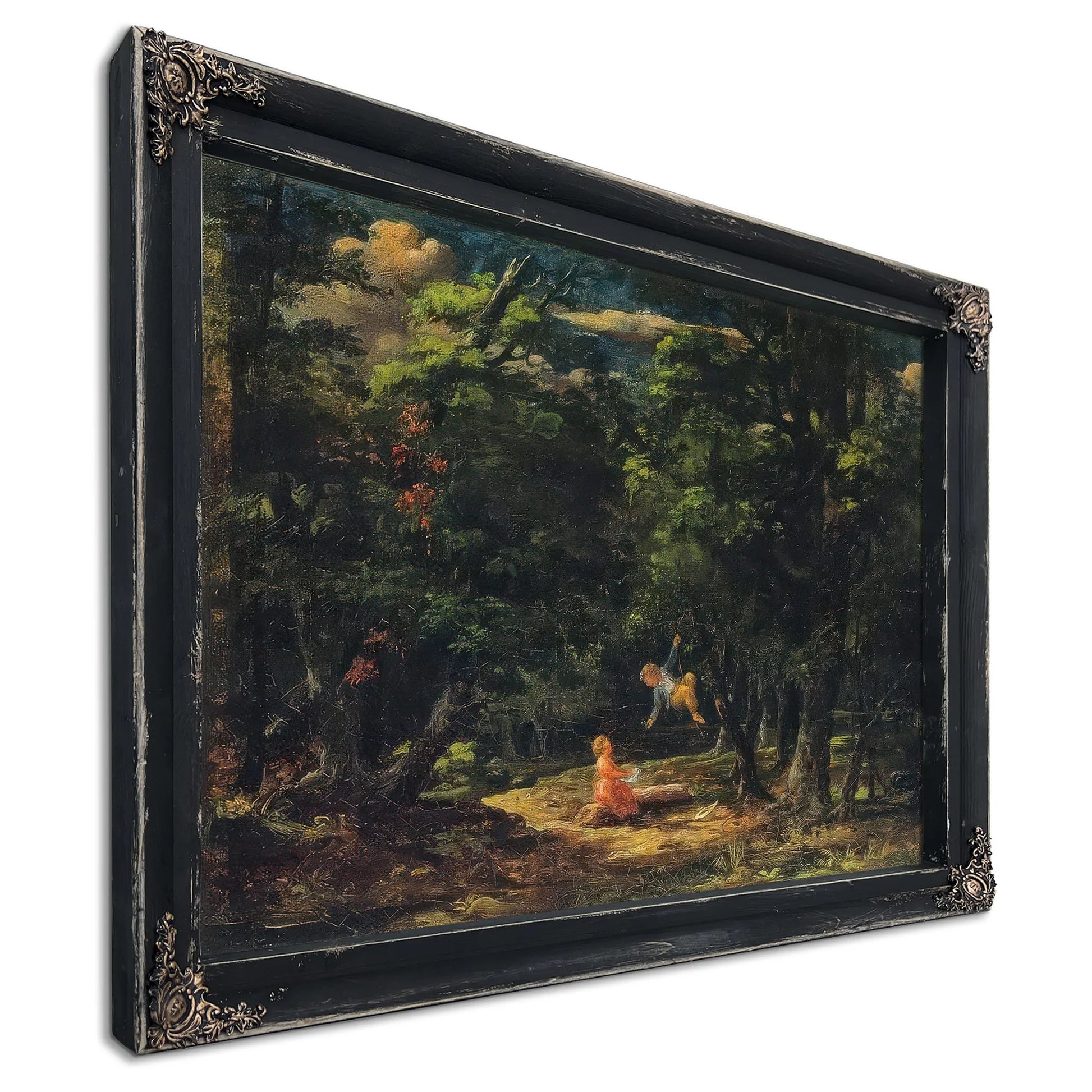 The Swing Children In The Woods By Martin Johnson Heade Fine Art Print