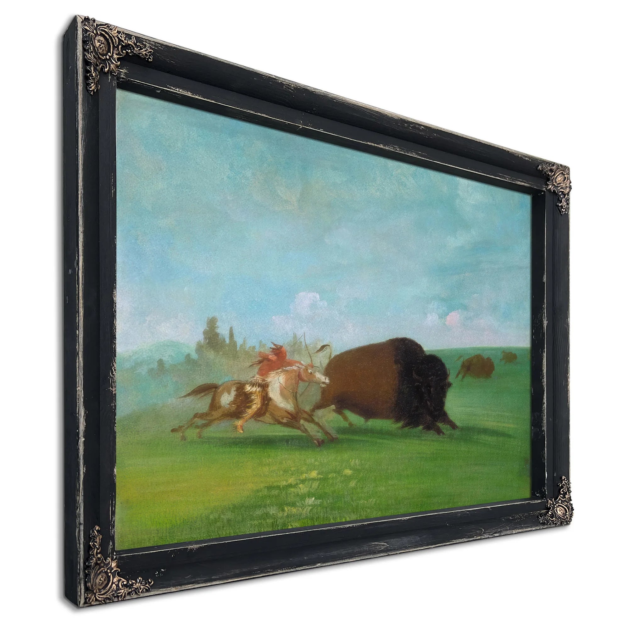 Buffalo Chase, A Single Death By George Catlin Fine Art Print