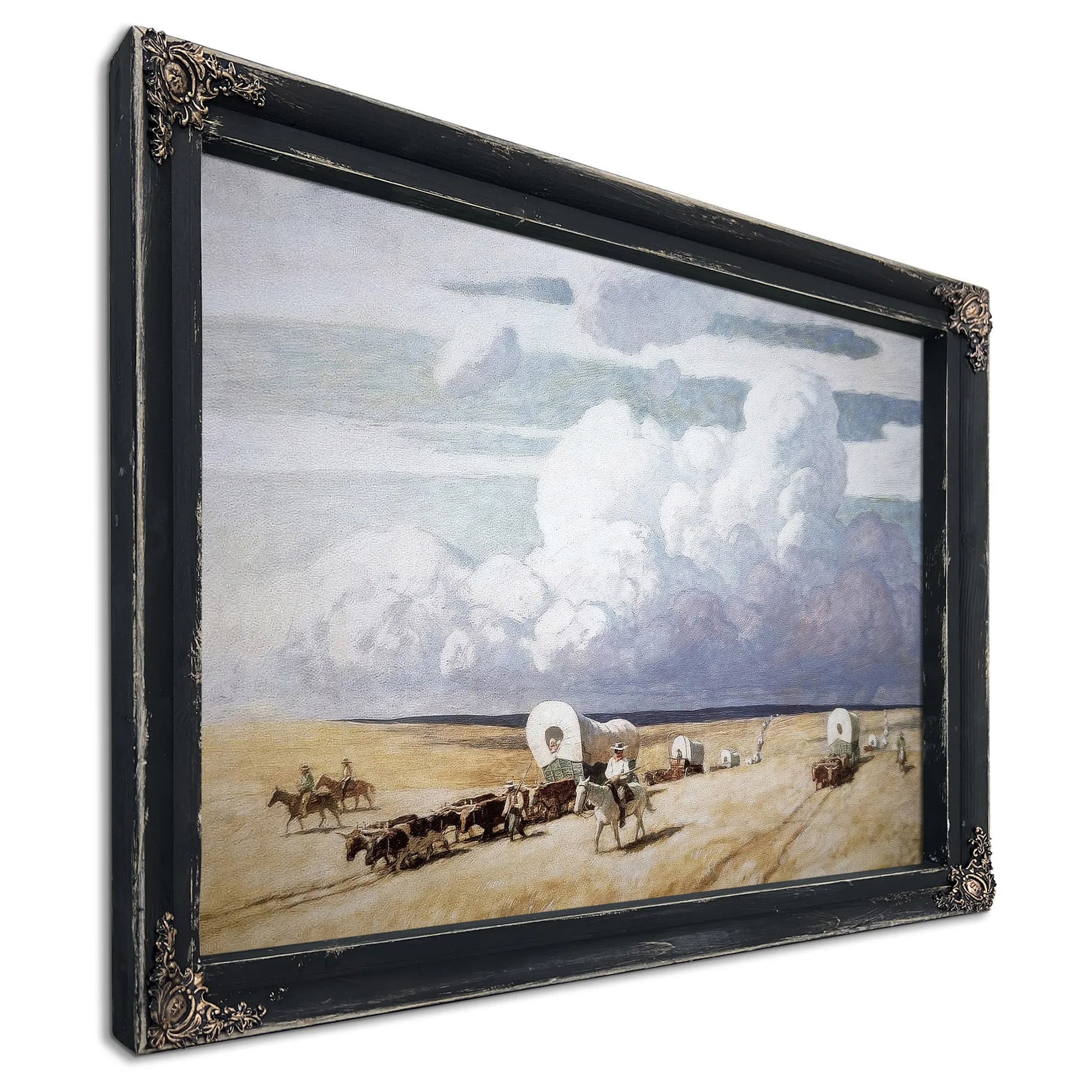 Covered Wagons Heading West By NC Wyeth Fine Art Print