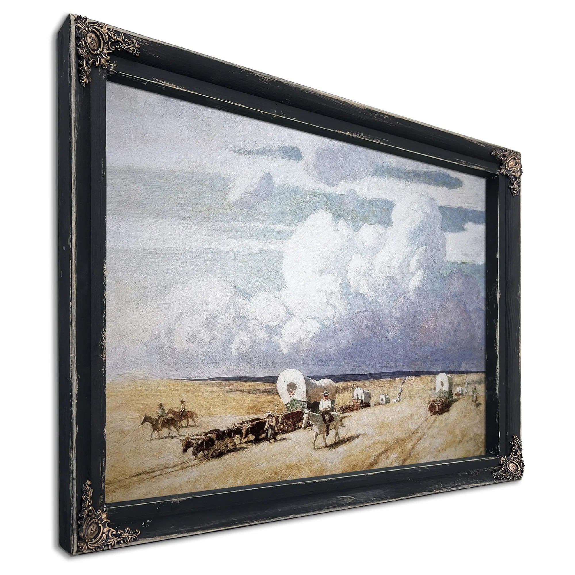 Covered Wagons Heading West By NC Wyeth Fine Art Print
