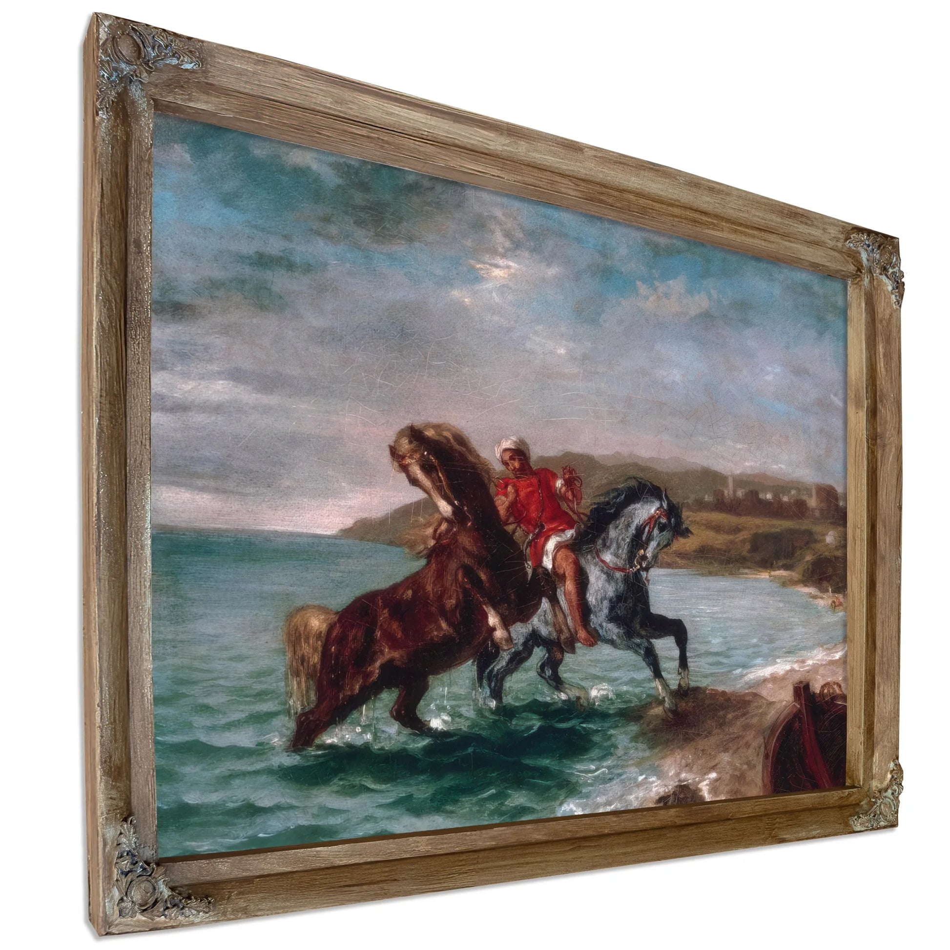 Horses Coming Out Of The Sea By Eugene Delacroix Fine Art Print