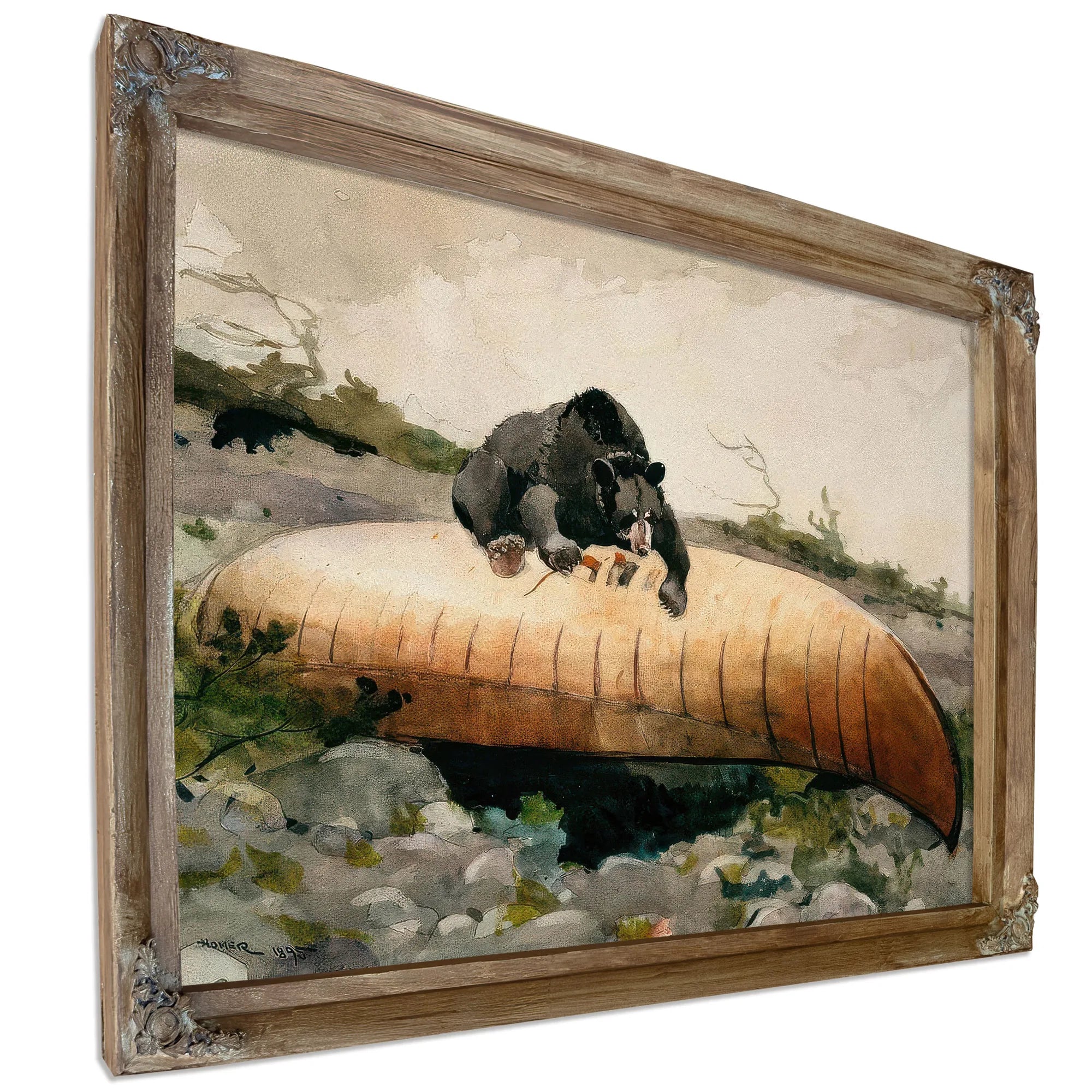 Bear And Canoe (Bear Breaking Through A Canoe Adirondacks) By Winslow Homer Fine Art Print