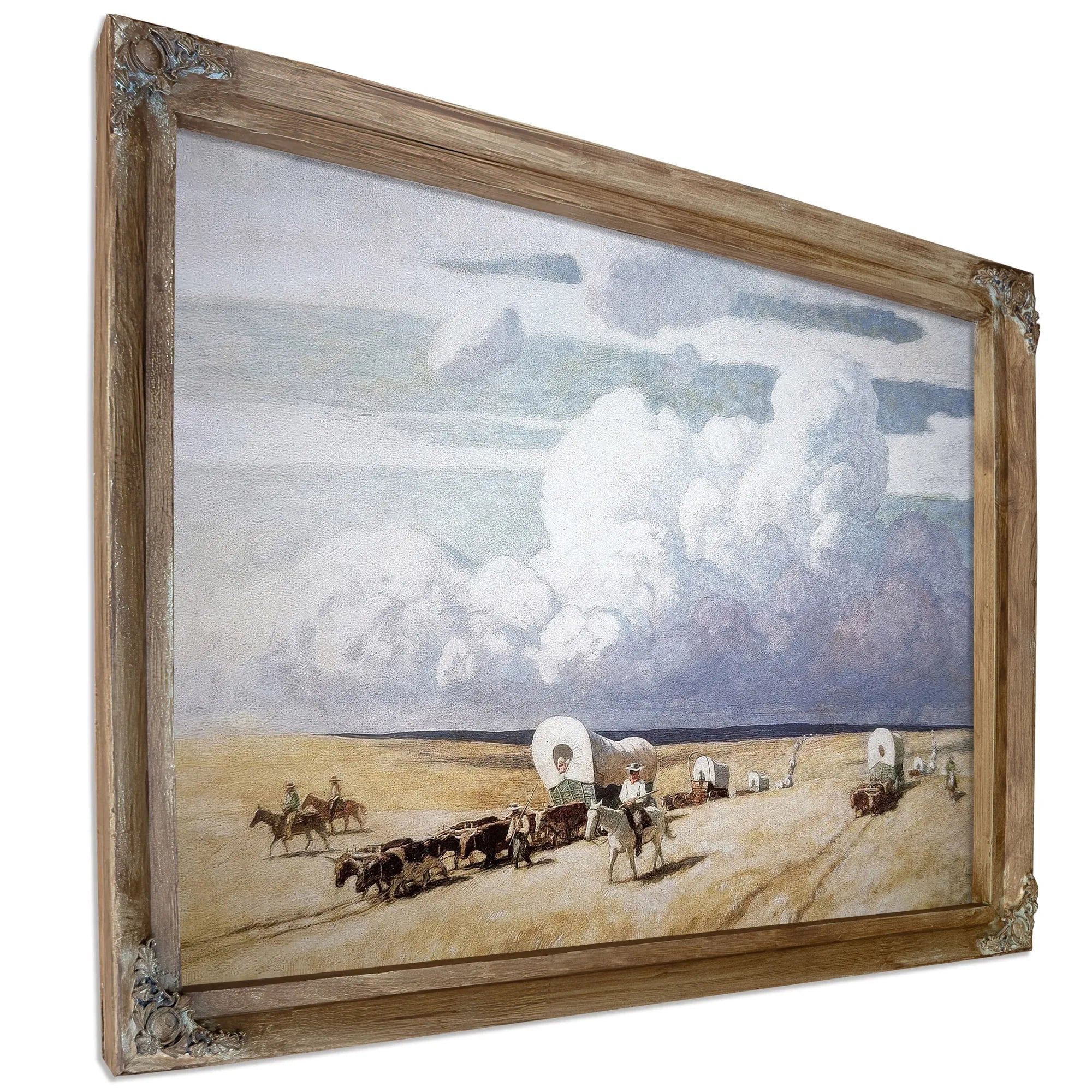 Covered Wagons Heading West By NC Wyeth Fine Art Print