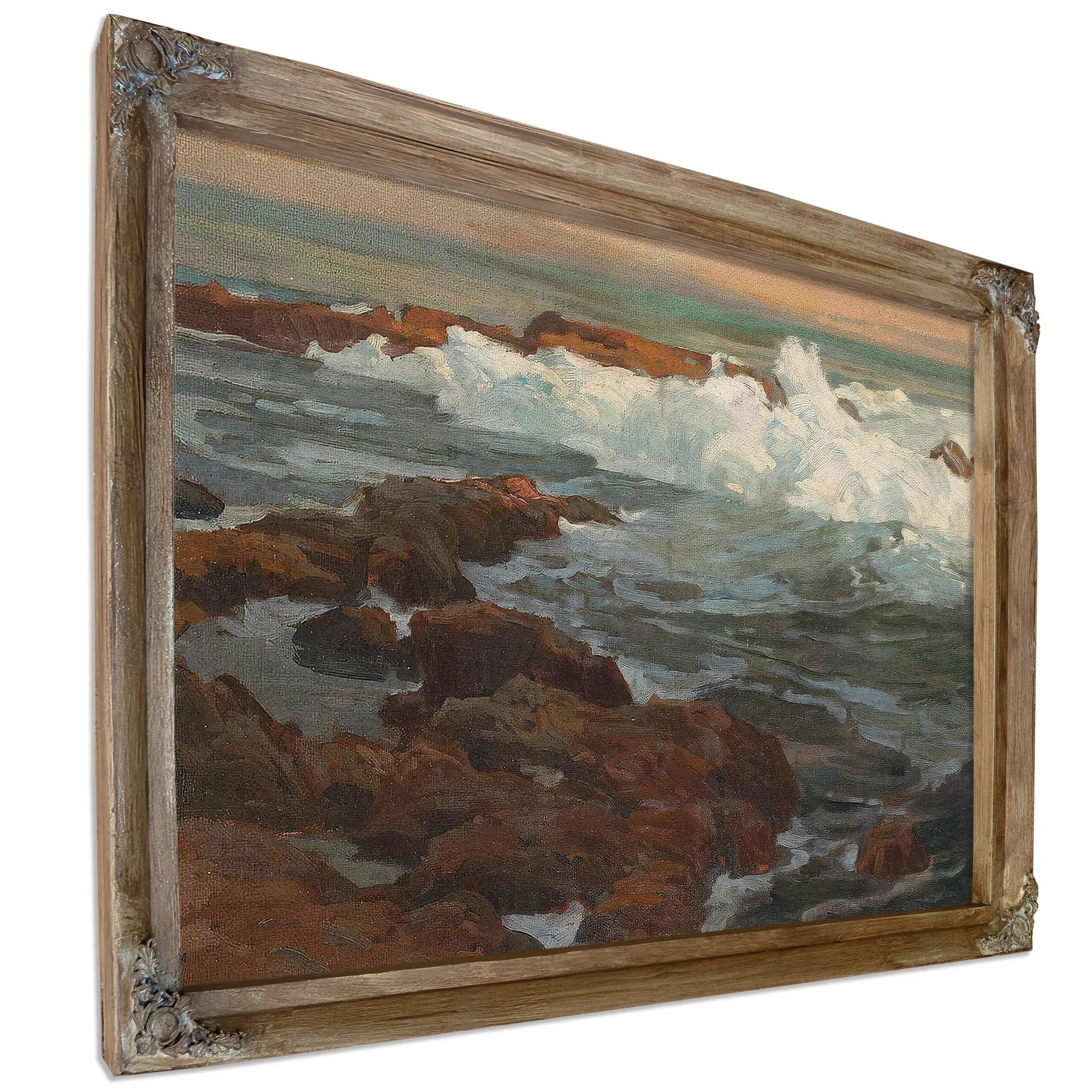 Waves Breaking Along A Rocky Coast By Edgar Payne Fine Art Print
