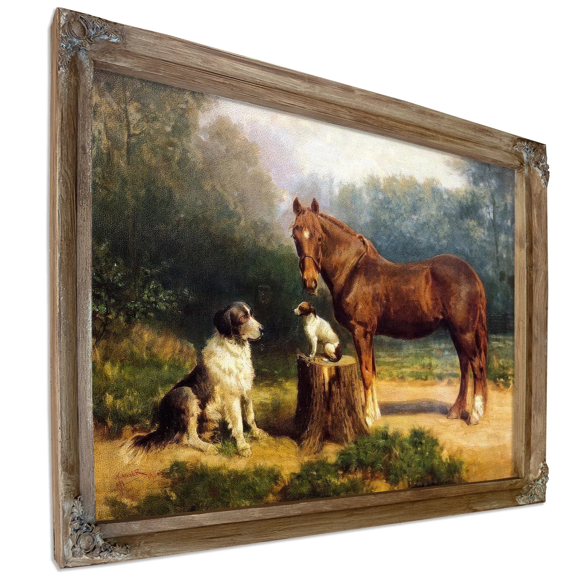 Horse And Two Dogs In A Landscape By Henry Ossawa Tanner Fine Art Print