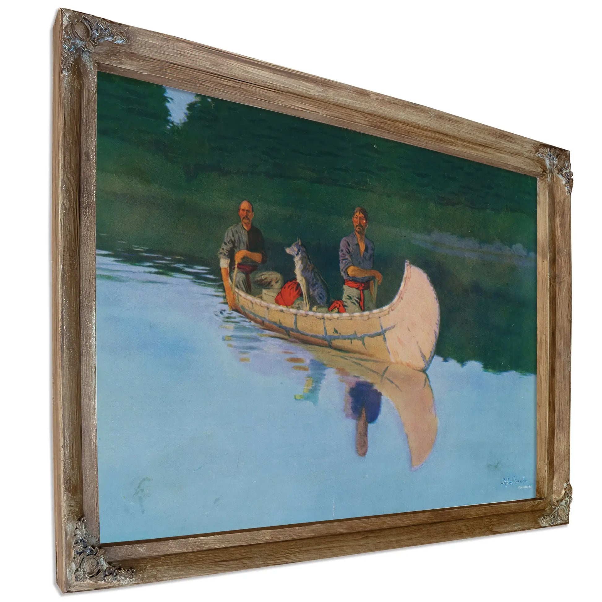 Two Men And A Dog In A Canoe Frederic Remington Lccn  by Frederic Remington