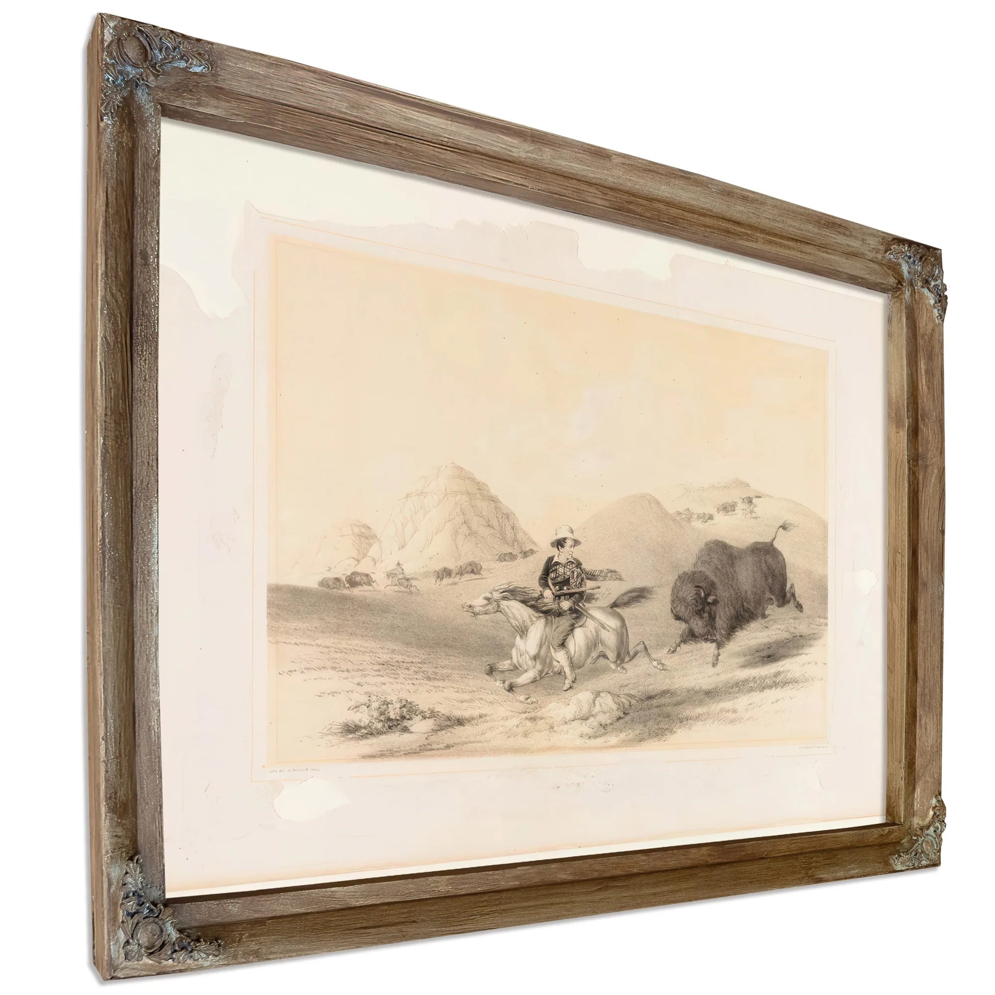 Buffalo Hunt Chasing Back No. 12 By George Catlin Fine Art Print
