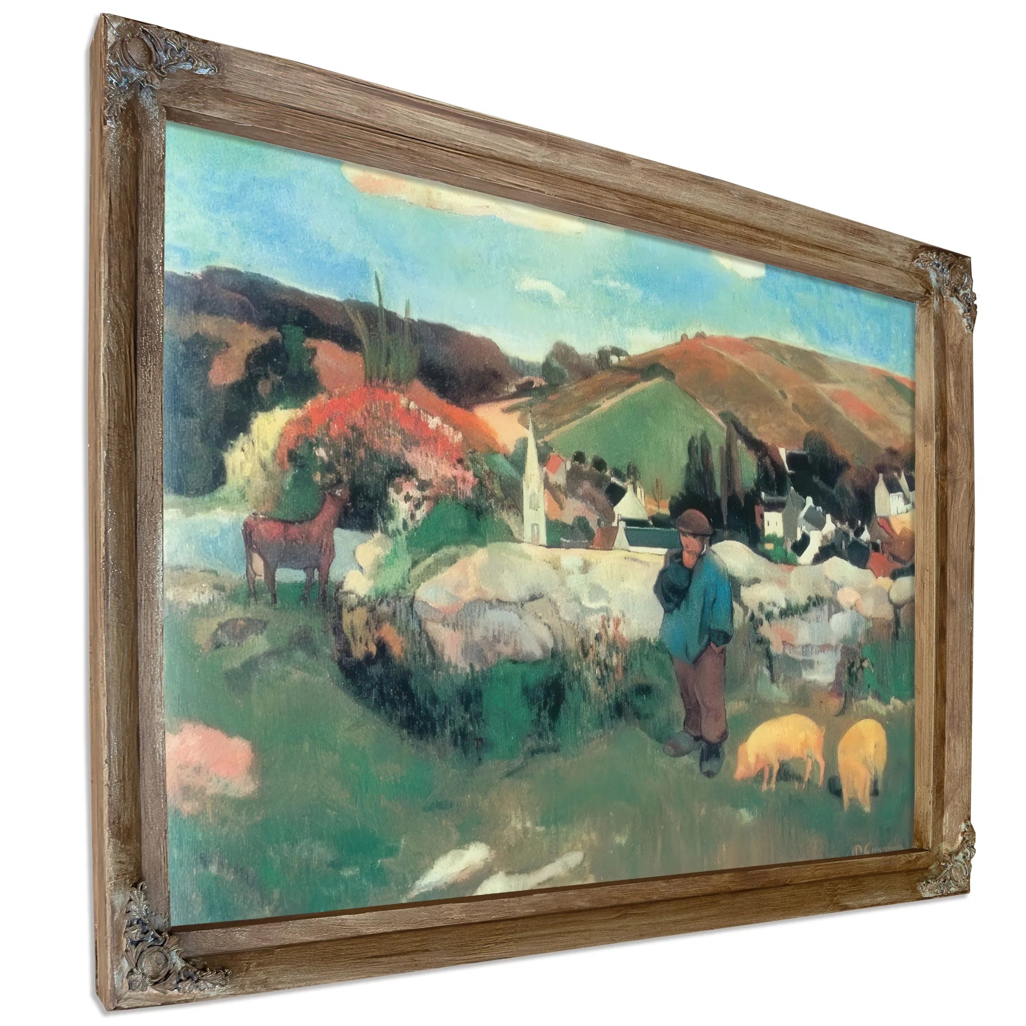 Breton Landscape With Pigs By Paul Gauguin Fine Art Print