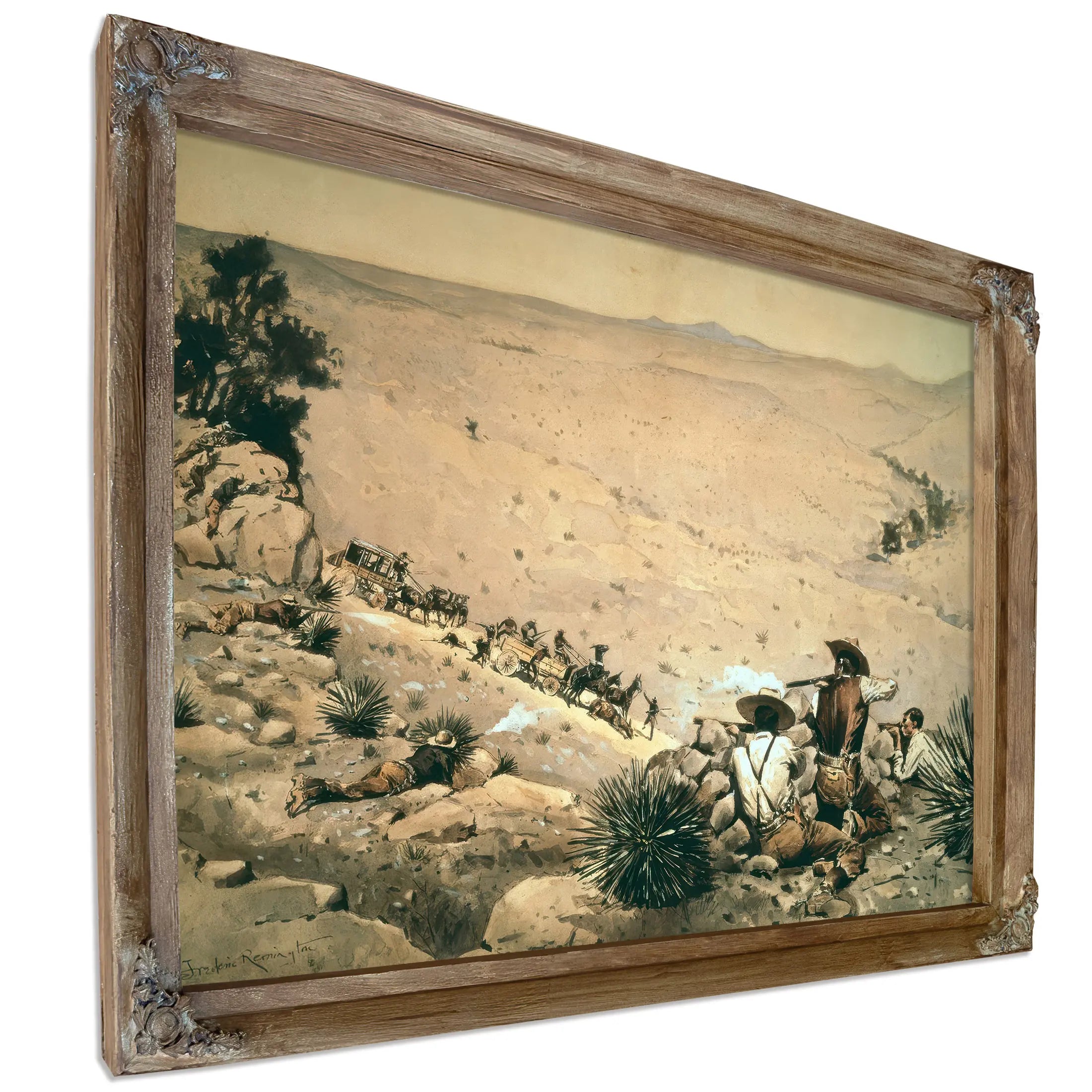 The Hold Up C Oil On Canvas by Frederic Remington
