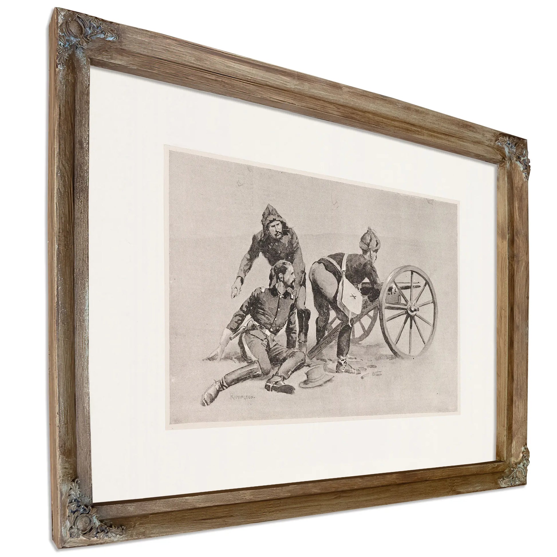 The Wounding Of Lieutenant Hawthorne The Hotchkiss Gun Playing On The Cave by Frederic Remington