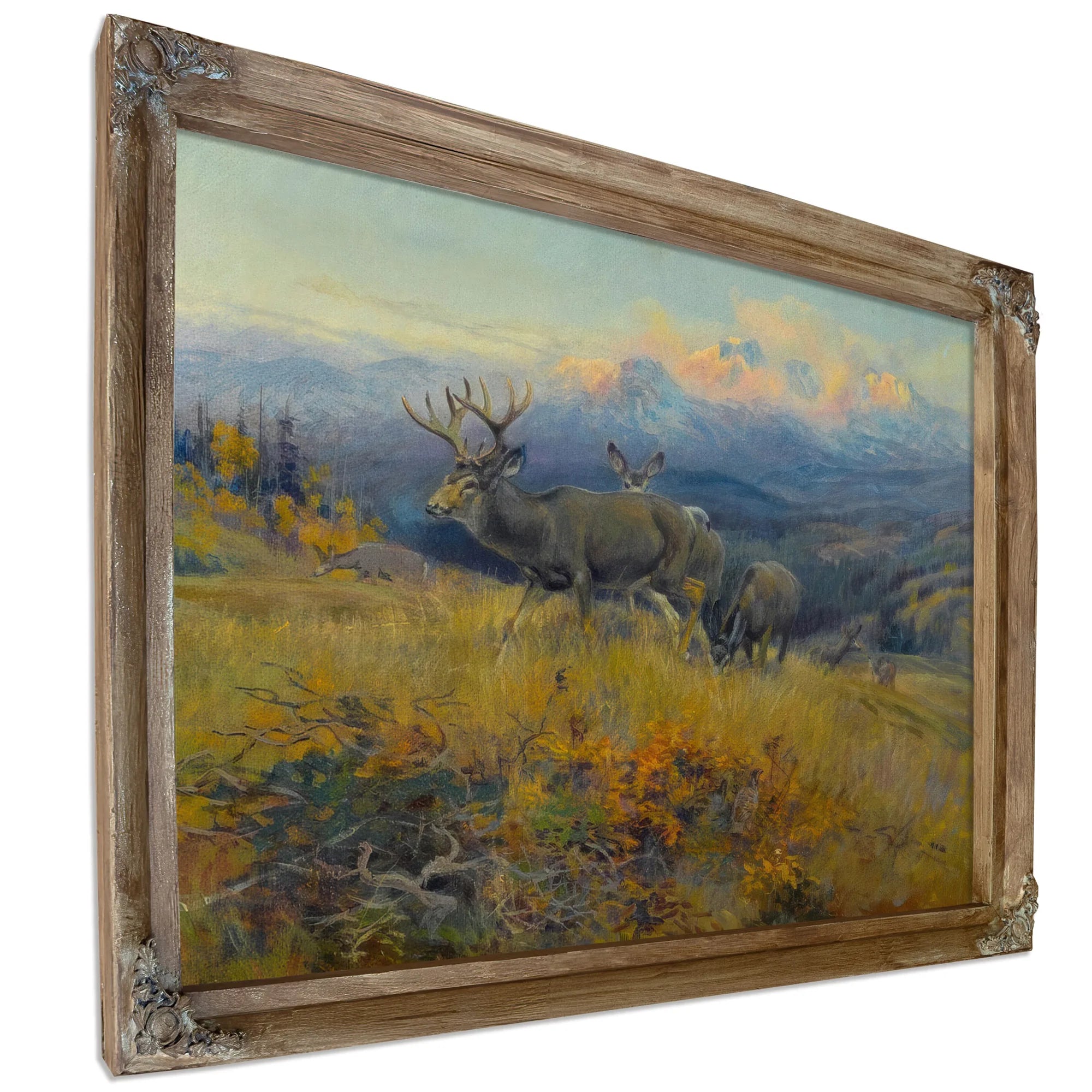 Deer In Landscape By Charles Marion Russell Fine Art Print