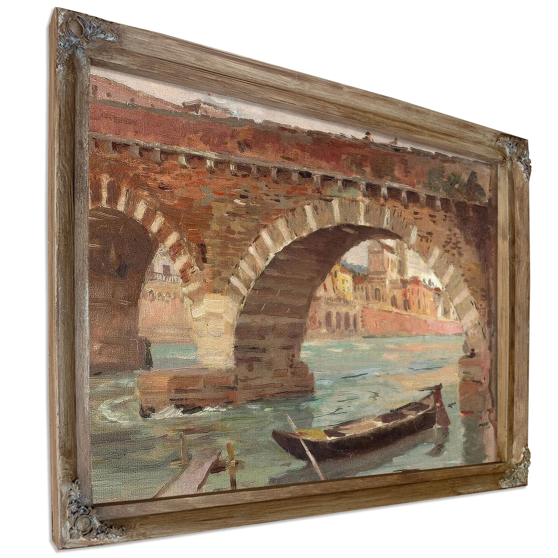 A Boat Moored Near A Bridge By Colin Campbell Cooper Fine Art Print