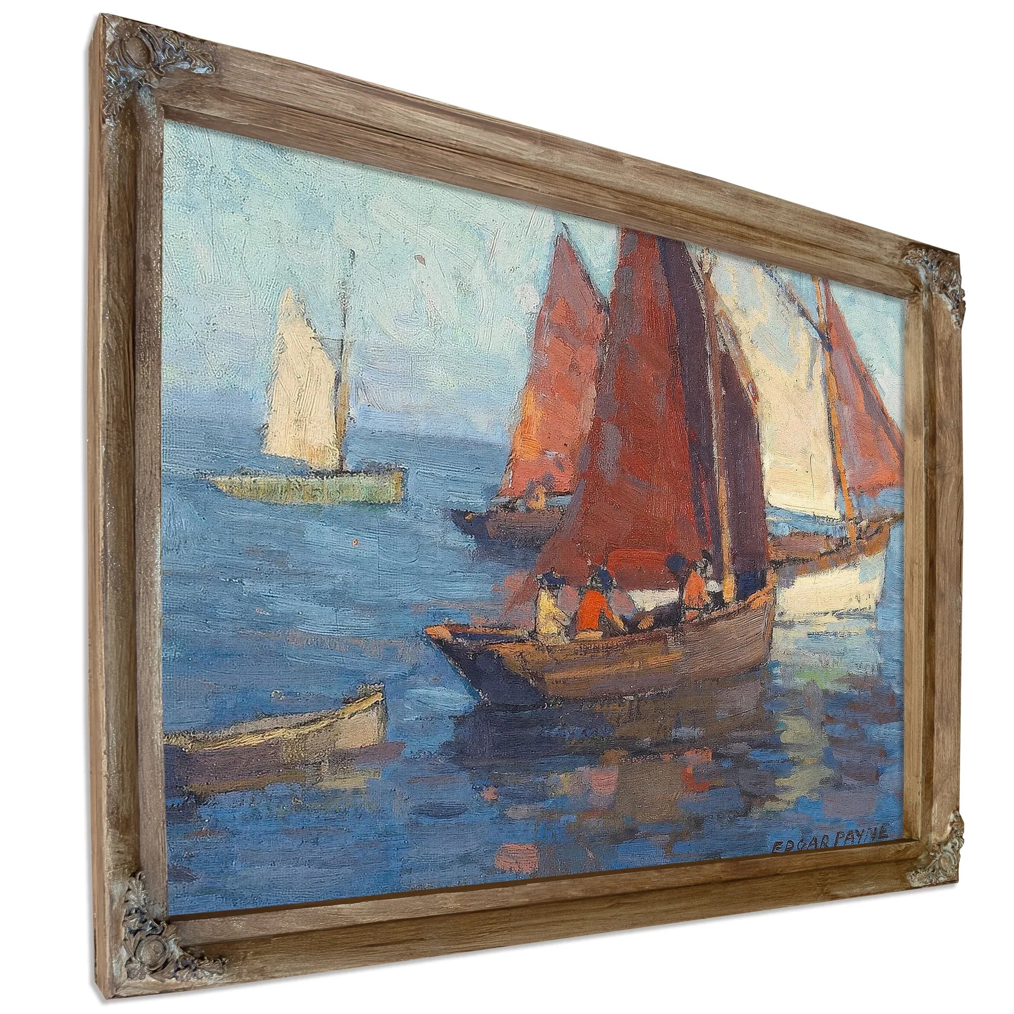 Figures In Sailboats On Calm Waters By Edgar Payne Fine Art Print