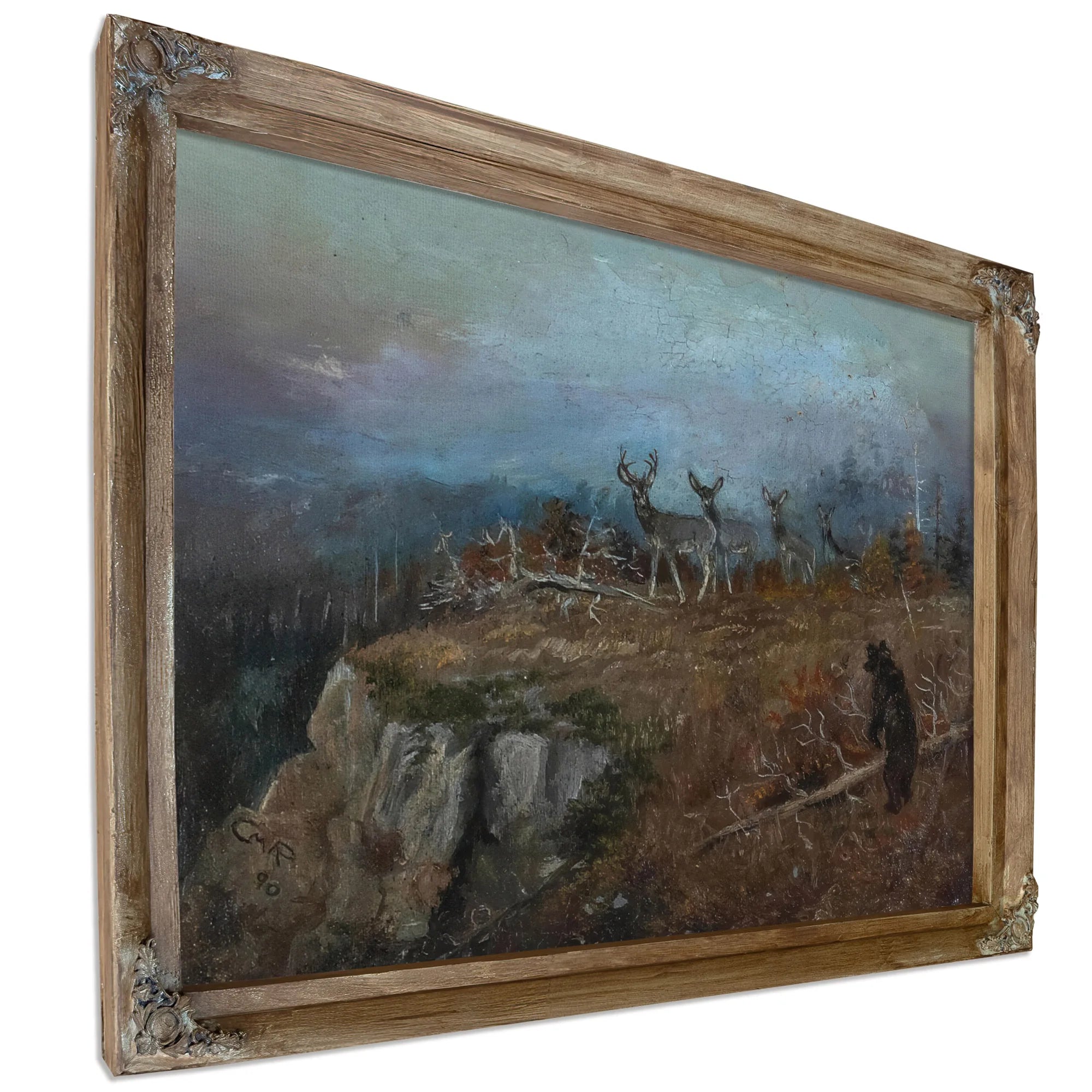 Deer And Bear In A Landscape, 1890 By Charles Marion Russell Fine Art Print
