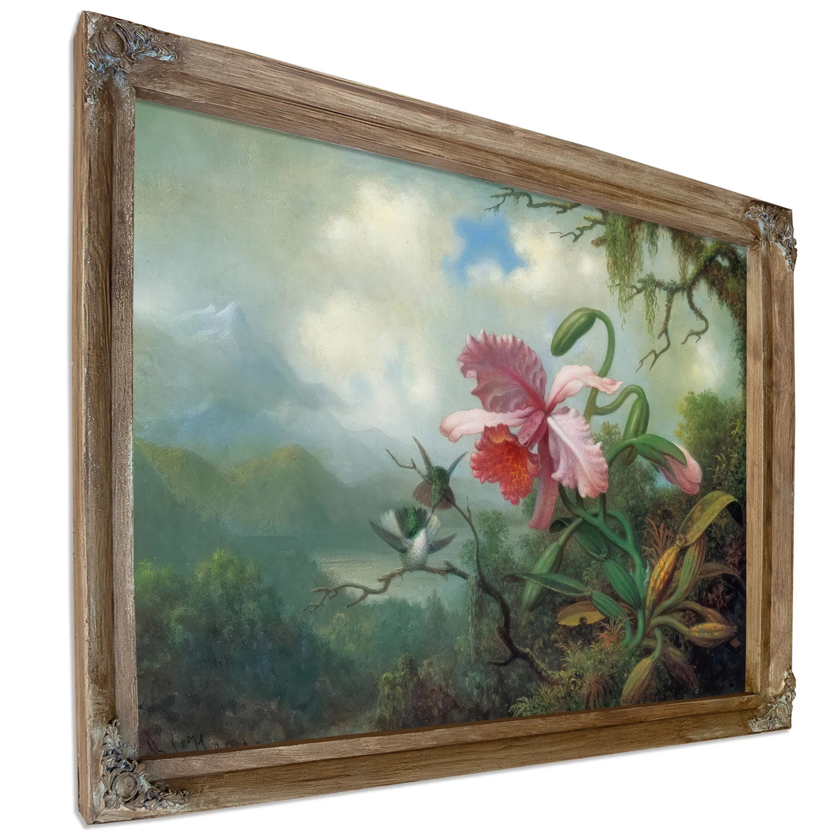 Orchid And Hummingbirds Near A Mountain Lake By Martin Johnson Heade Fine Art Print