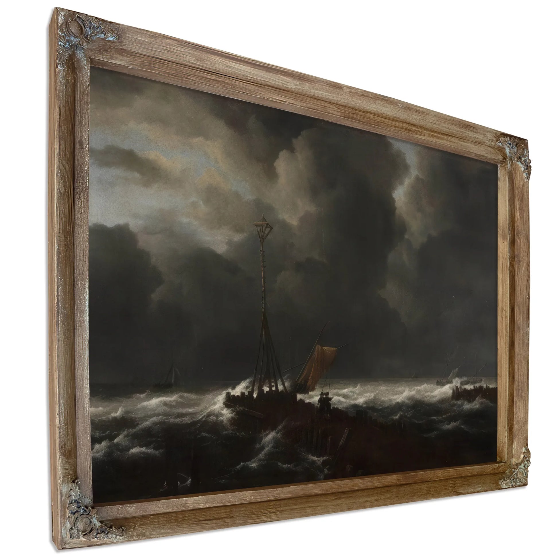 Rough Sea At A Jetty By Jacob Van Ruisdael Fine Art Print