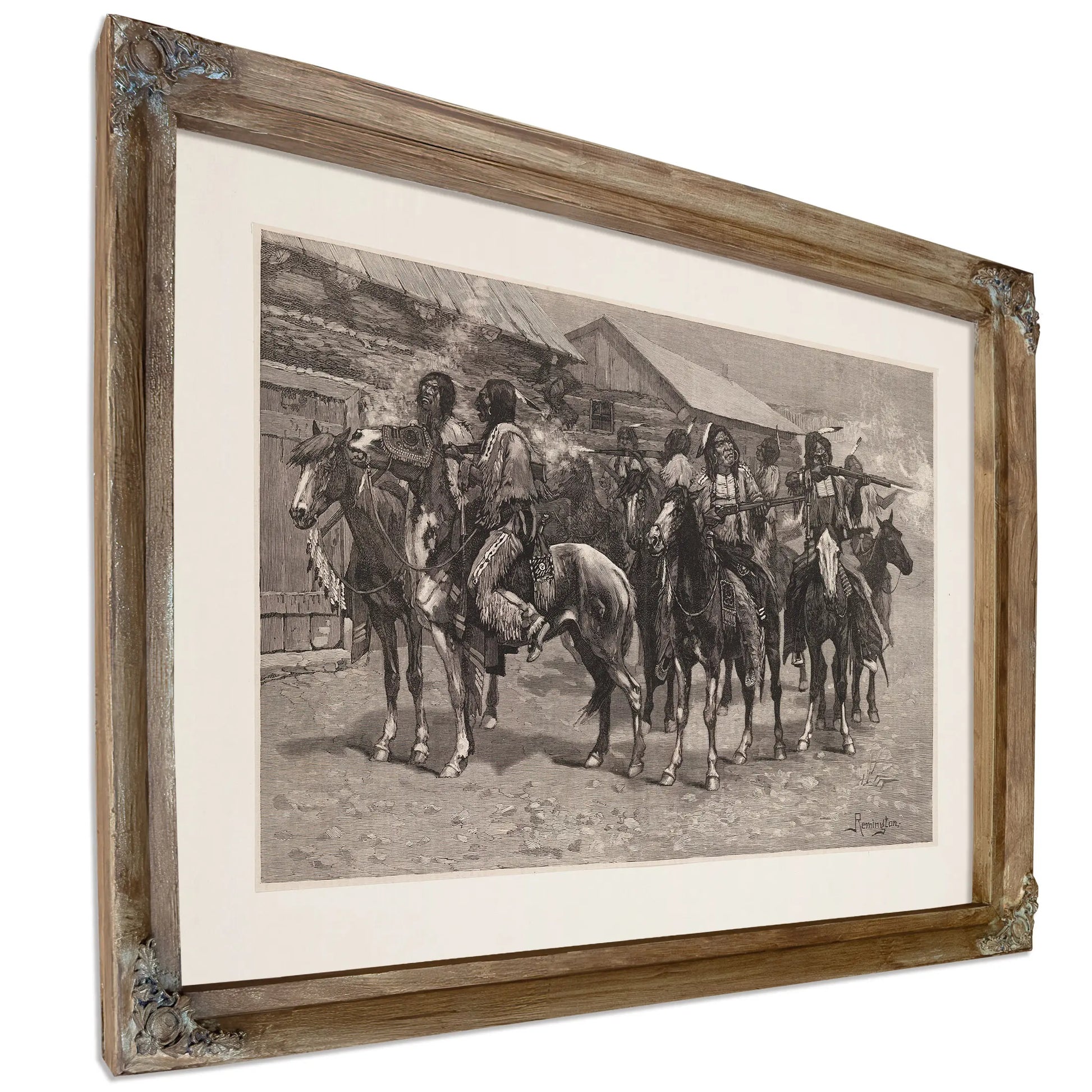 Crow Indians Firing Into The Agency by Frederic Remington