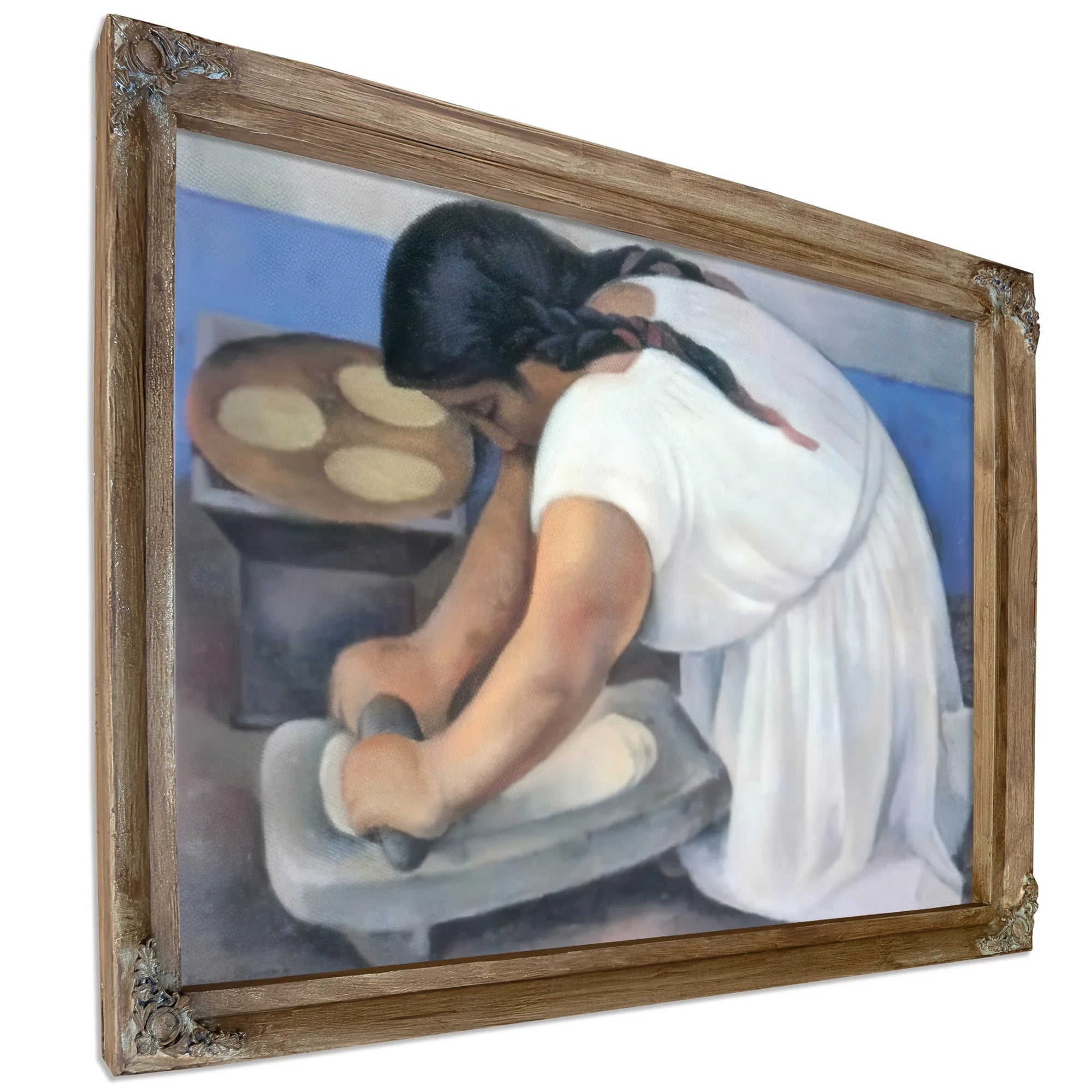 Woman Grinding Maize By Diego Rivera Fine Art Print