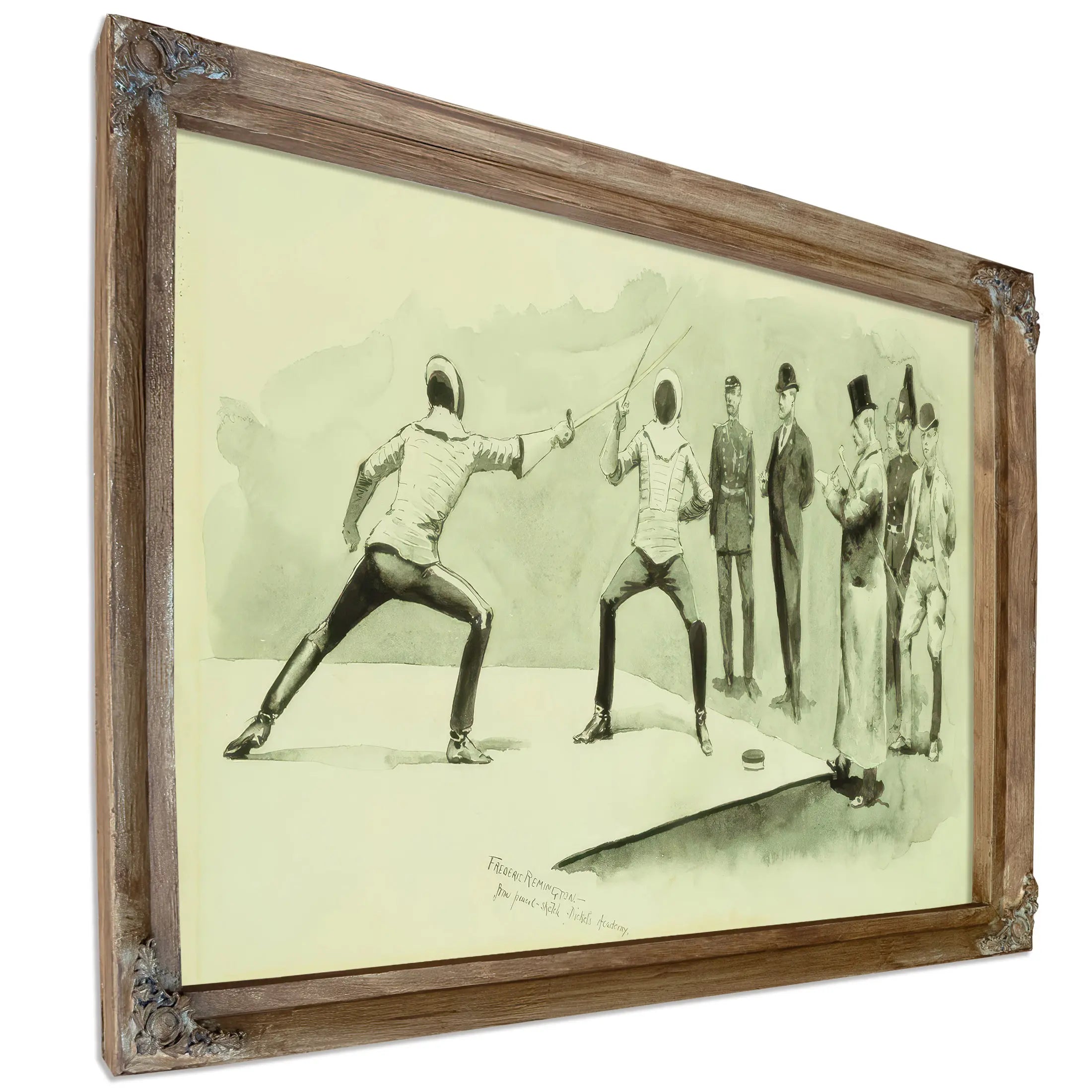 Fencing At Dickels Academy by Frederic Remington