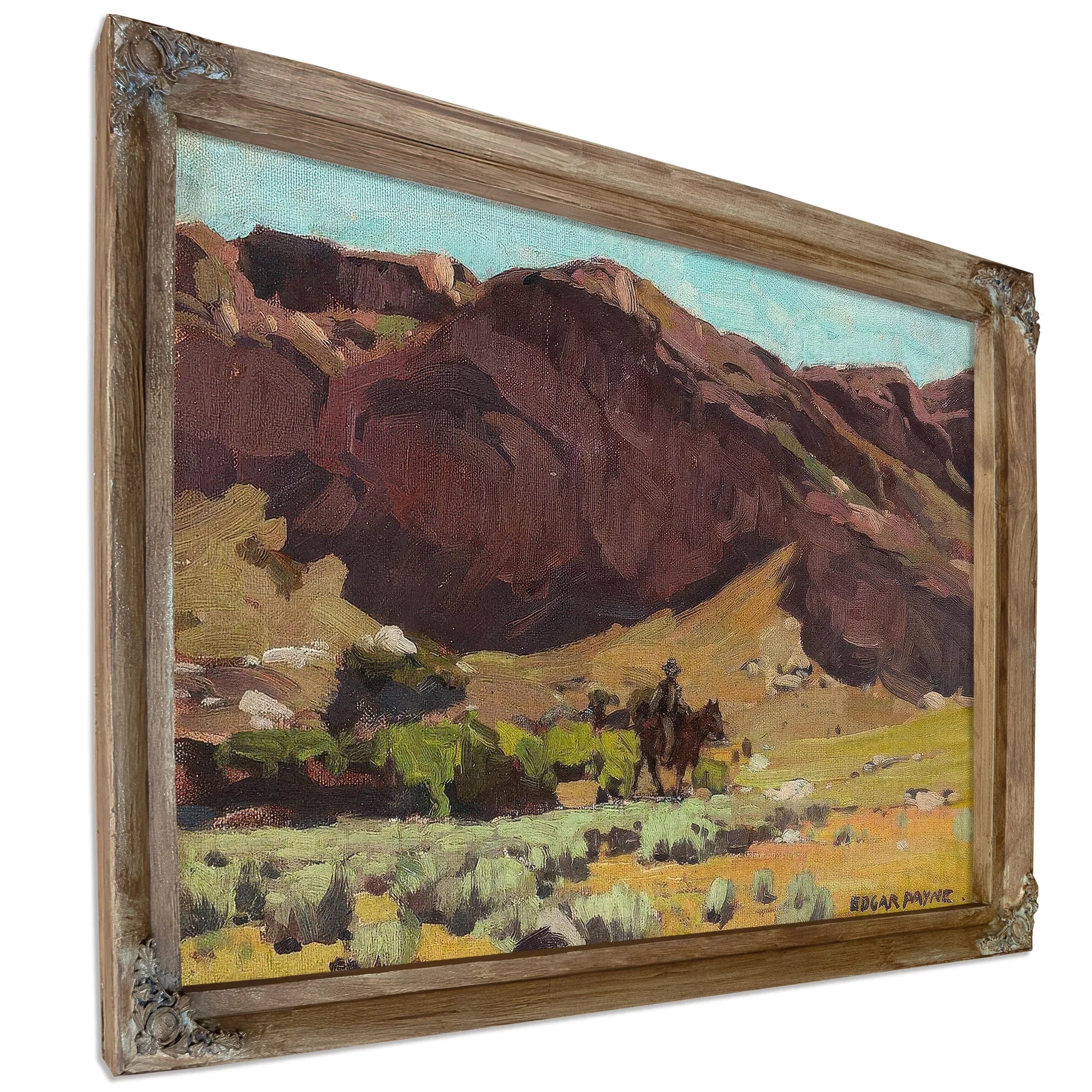 A Rider And Packhorse Along An Arroyo By Edgar Payne Fine Art Print