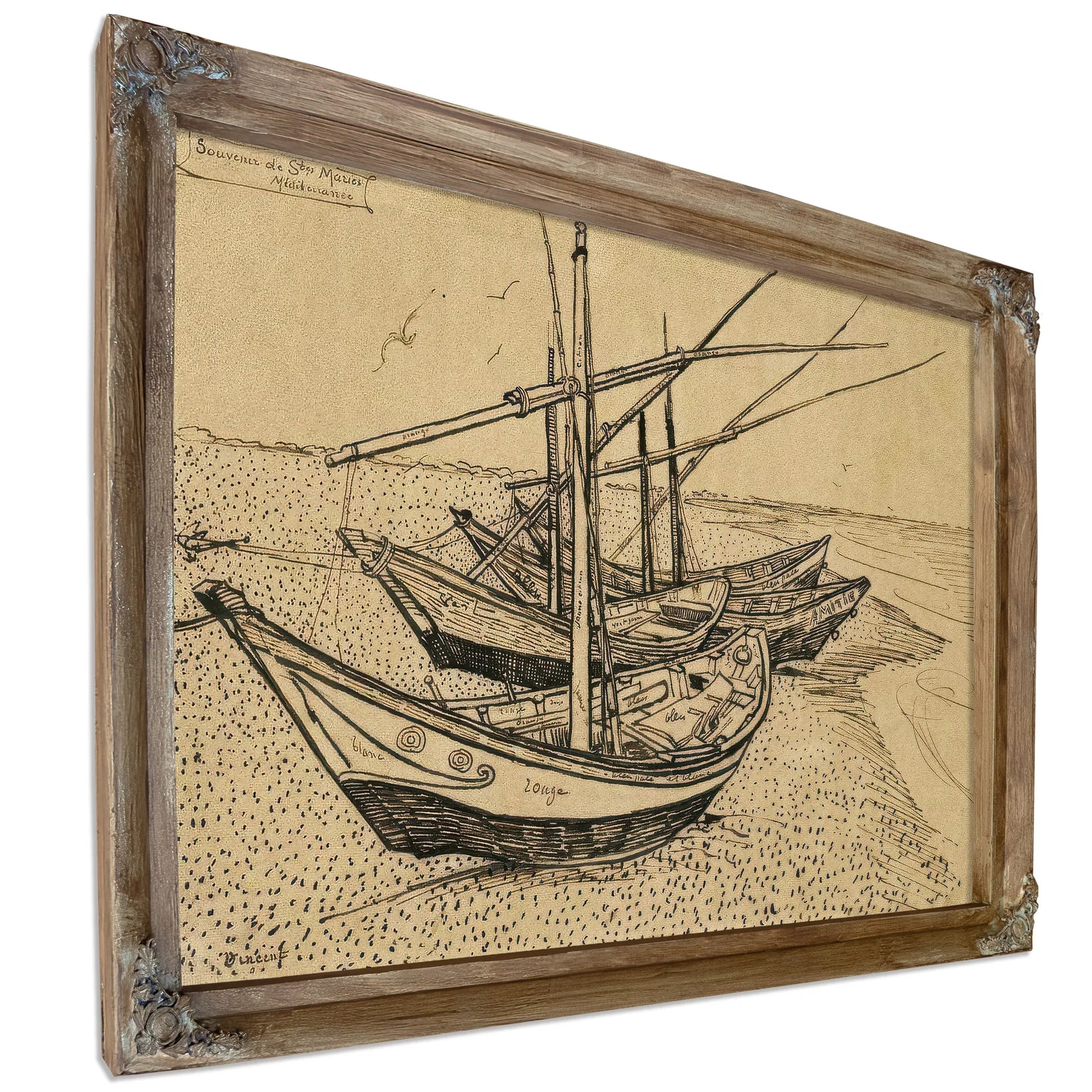 Boats On The Beach At Saintes Maries De La Mer By Vincent Van Gogh Fine Art Print