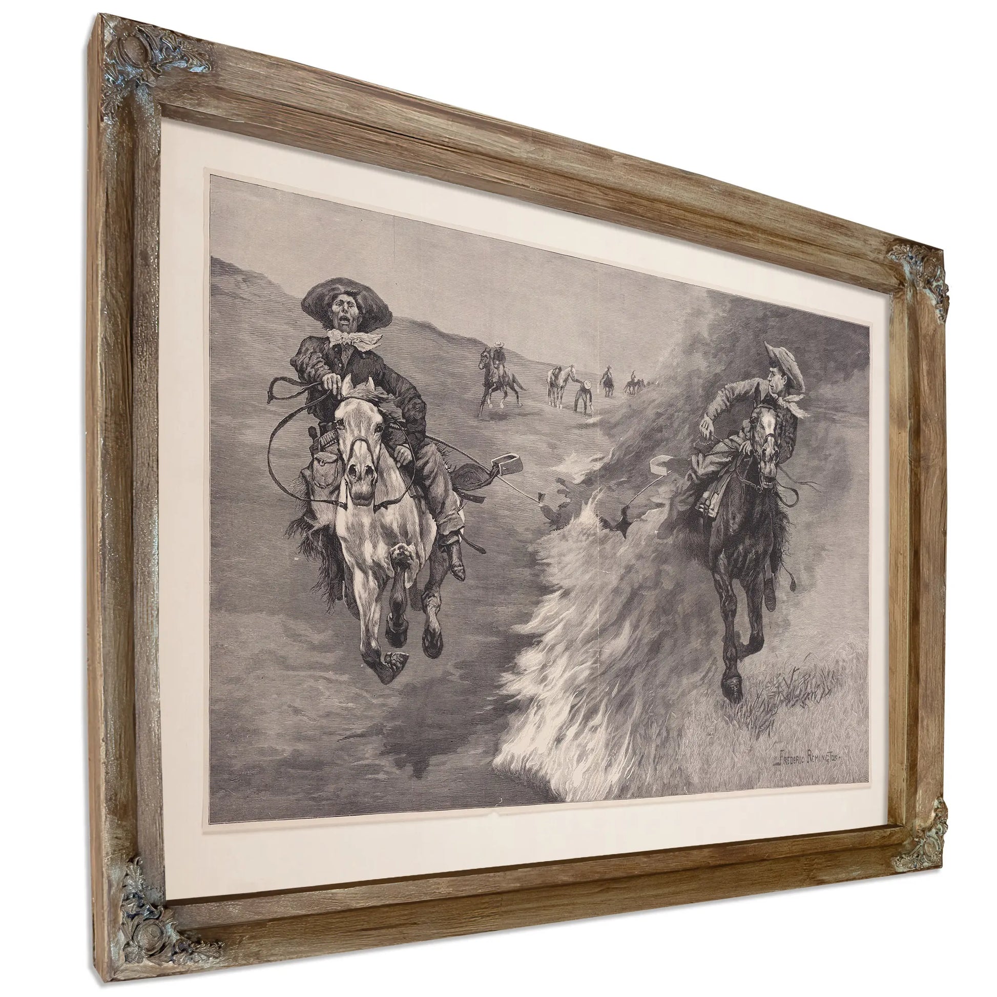 Dragging A Bulls Hide Over A Prairie Fire In Northern Texas by Frederic Remington