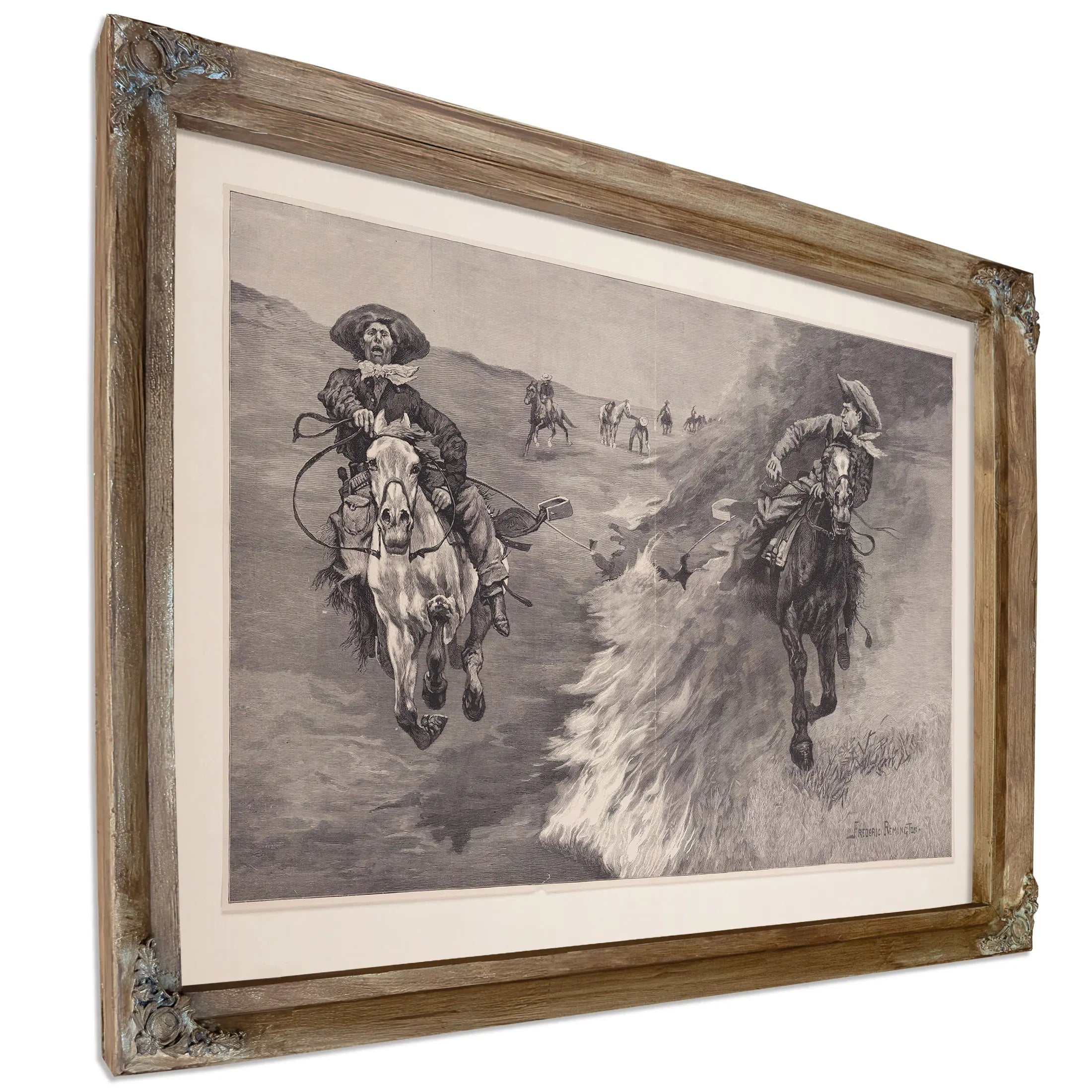 Dragging A Bulls Hide Over A Prairie Fire In Northern Texas by Frederic Remington