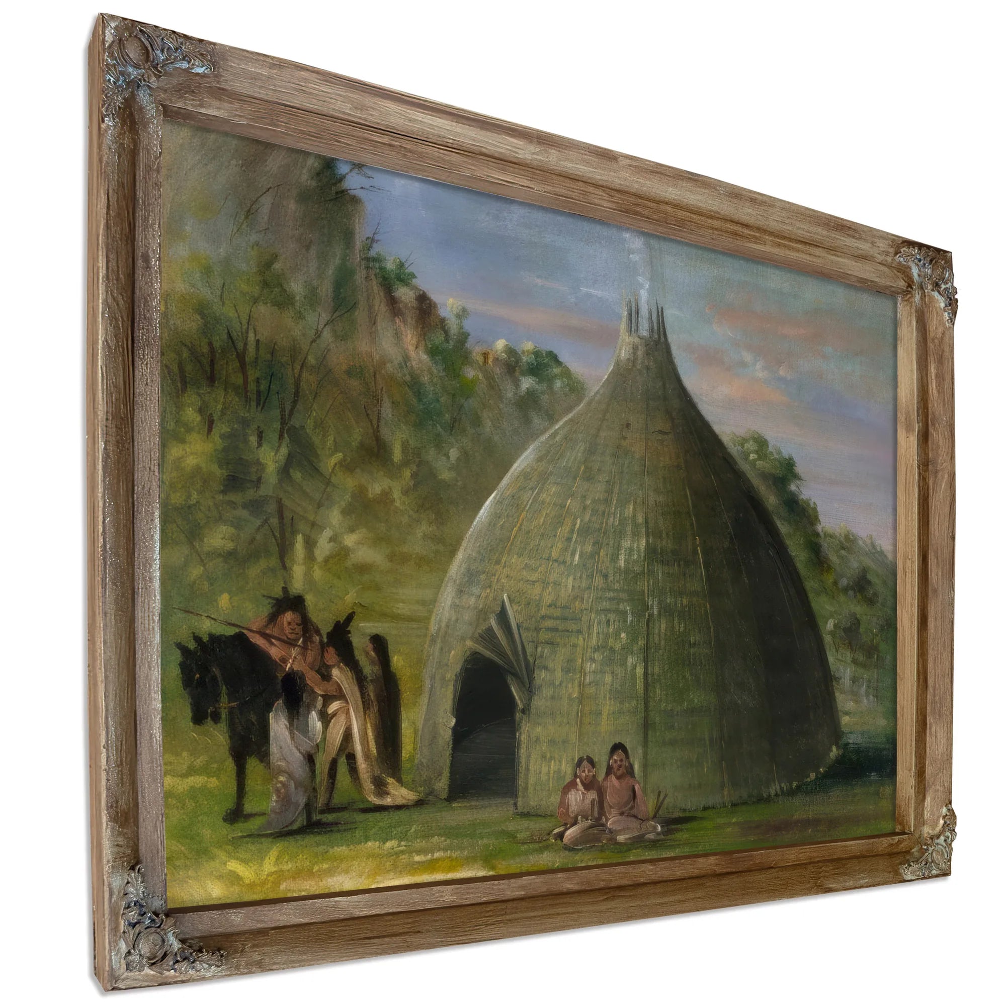 Wichita Lodge, Thatched With Prairie Grass By George Catlin Fine Art Print