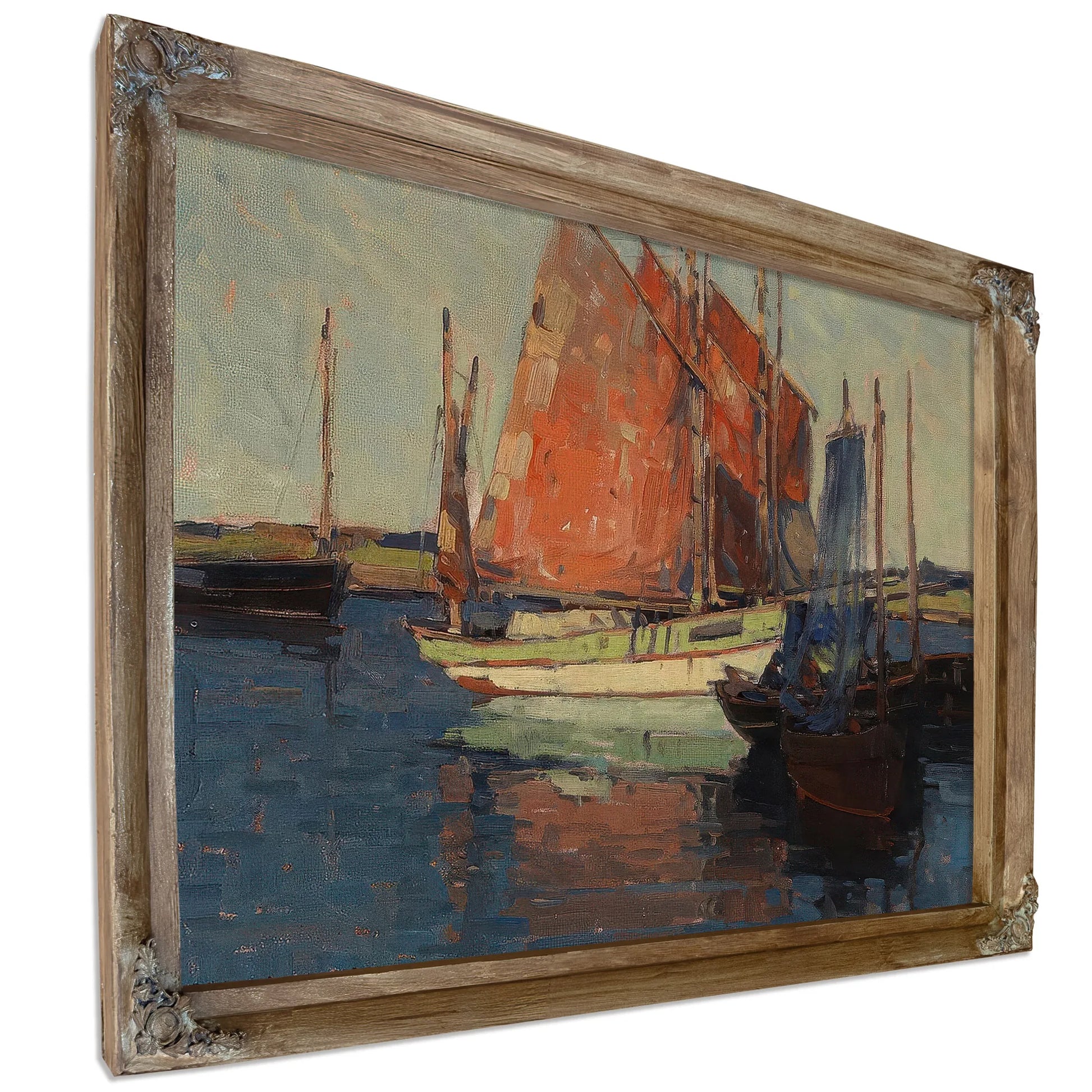 Red Sails, French Tuna Boats By Edgar Payne Fine Art Print