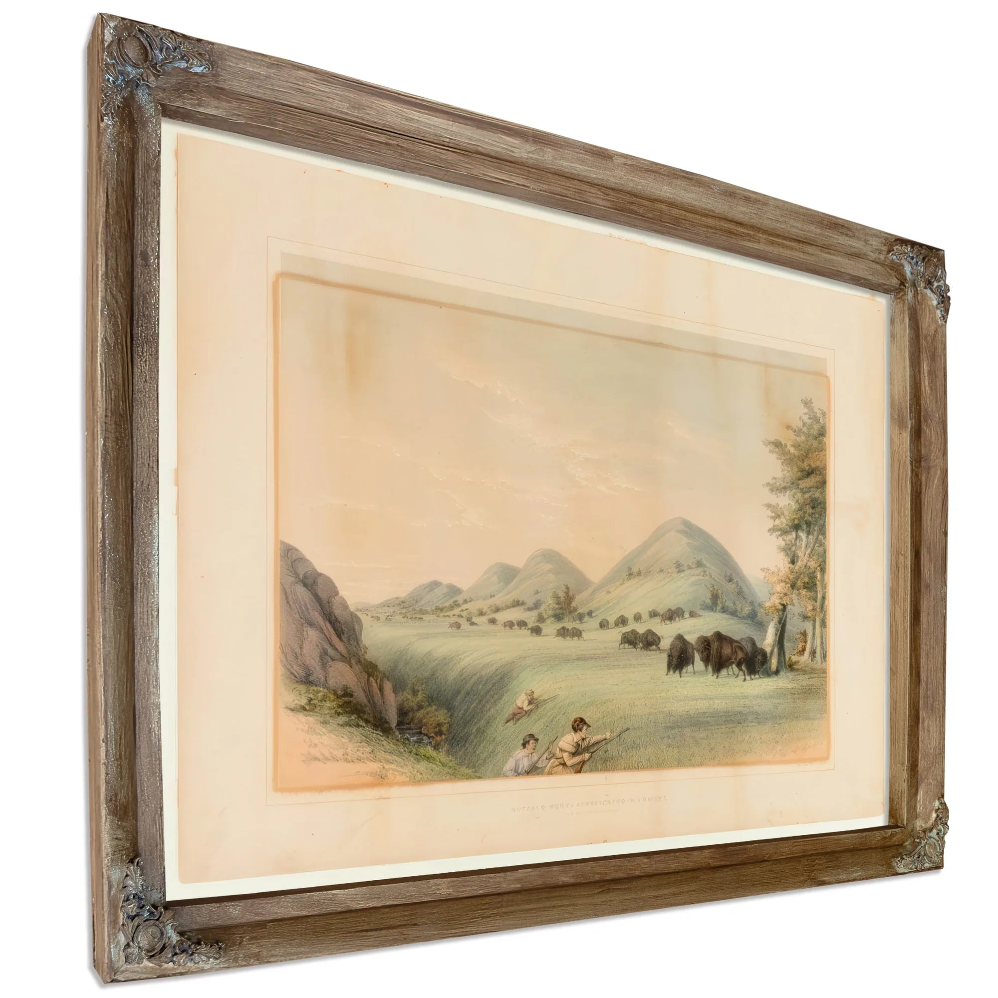 Buffalo Hunt; Approaching In A Ravine No. 11 By George Catlin Fine Art Print