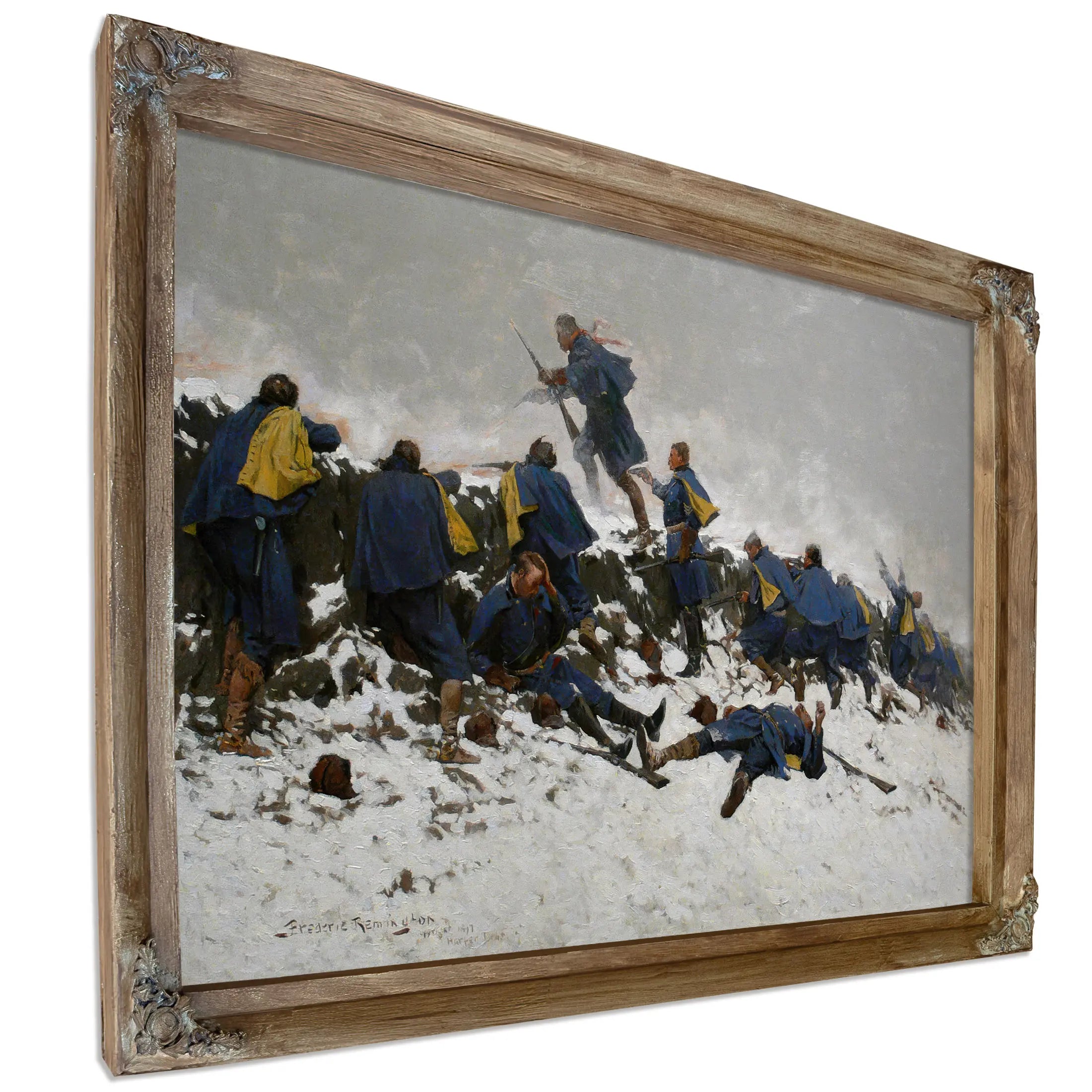 Remington Through The Smoke Sprang The Daring Soldier by Frederic Remington
