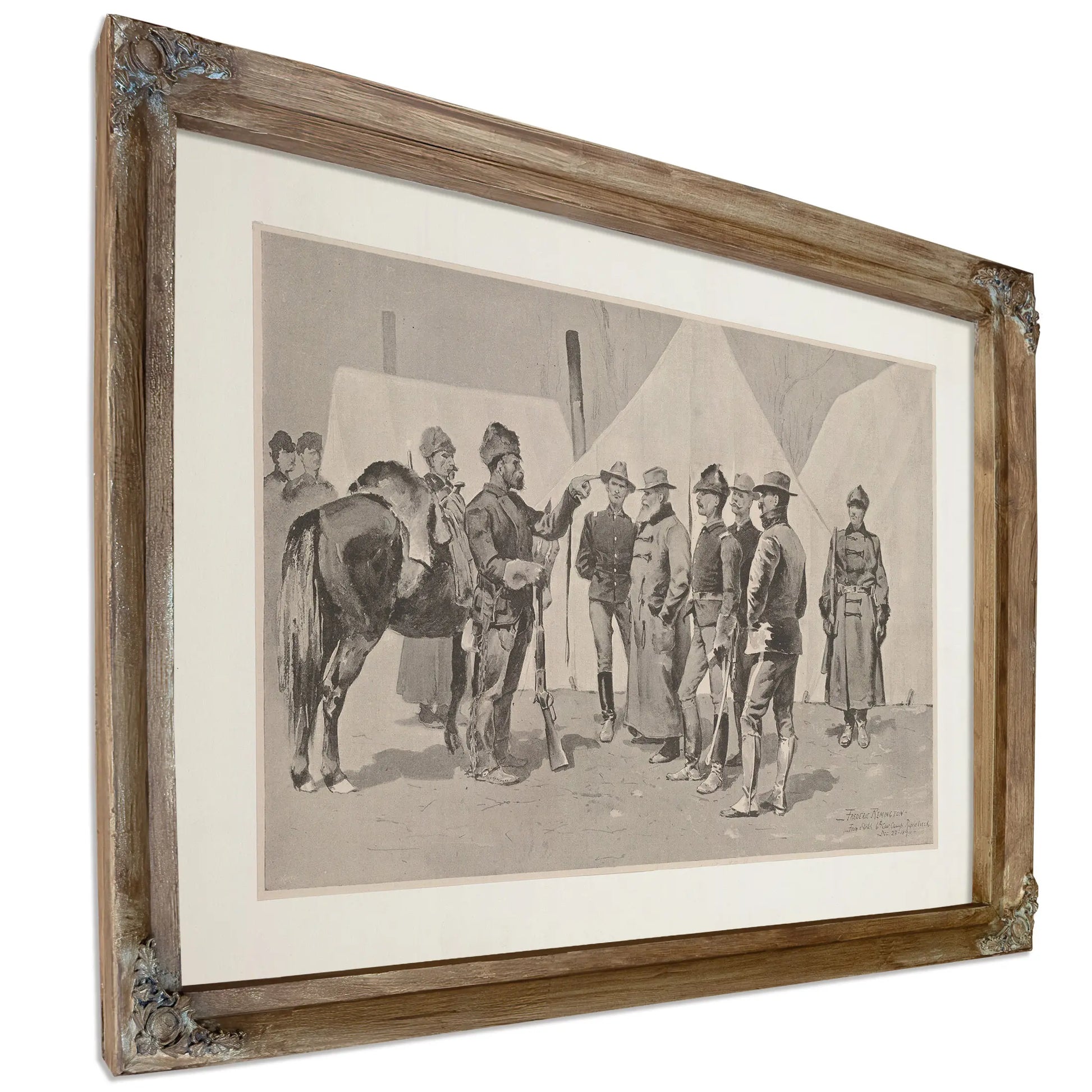 At The Mouth Of Rapid Creek General Carr Receiving The Report Of A Scout by Frederic Remington