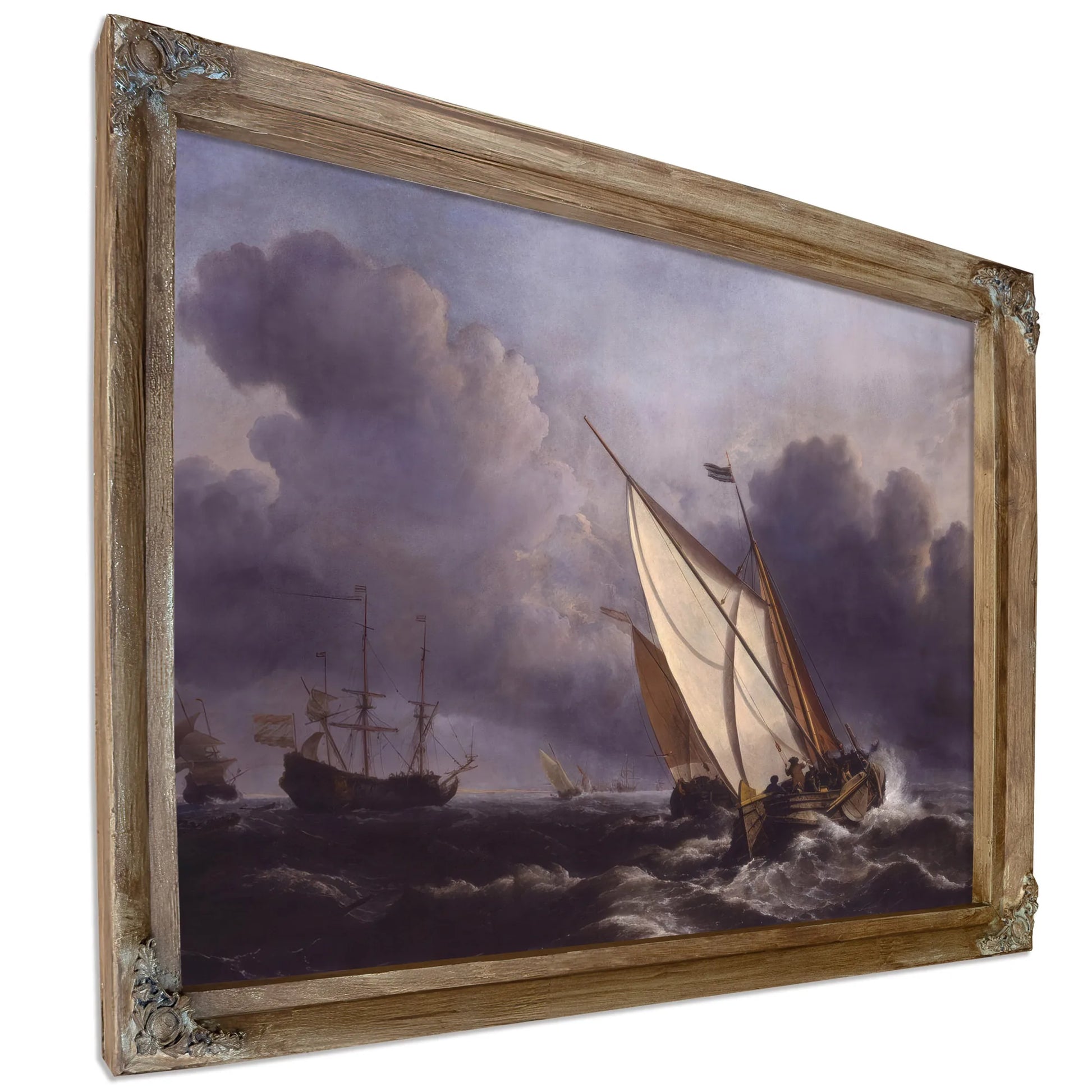 Ships In A Stormy Sea By Willem Van De Velde Ii Fine Art Print