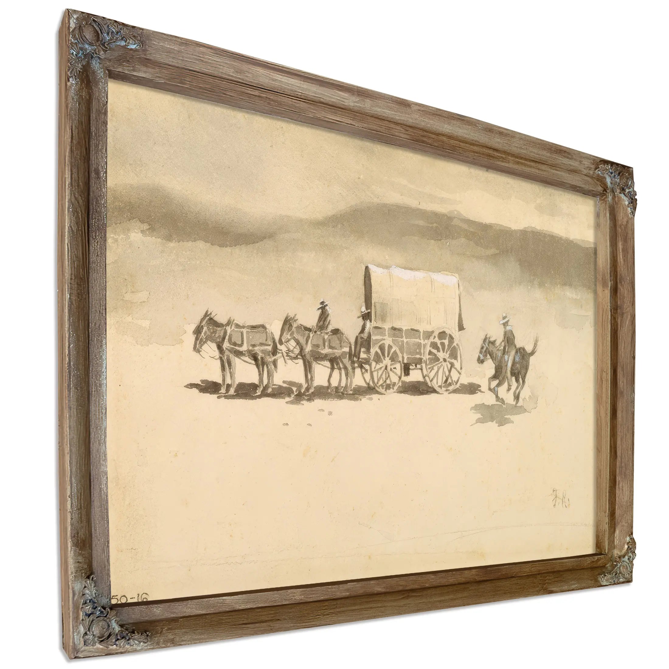 Untitled Wash Drawing On Paper by Frederic Remington