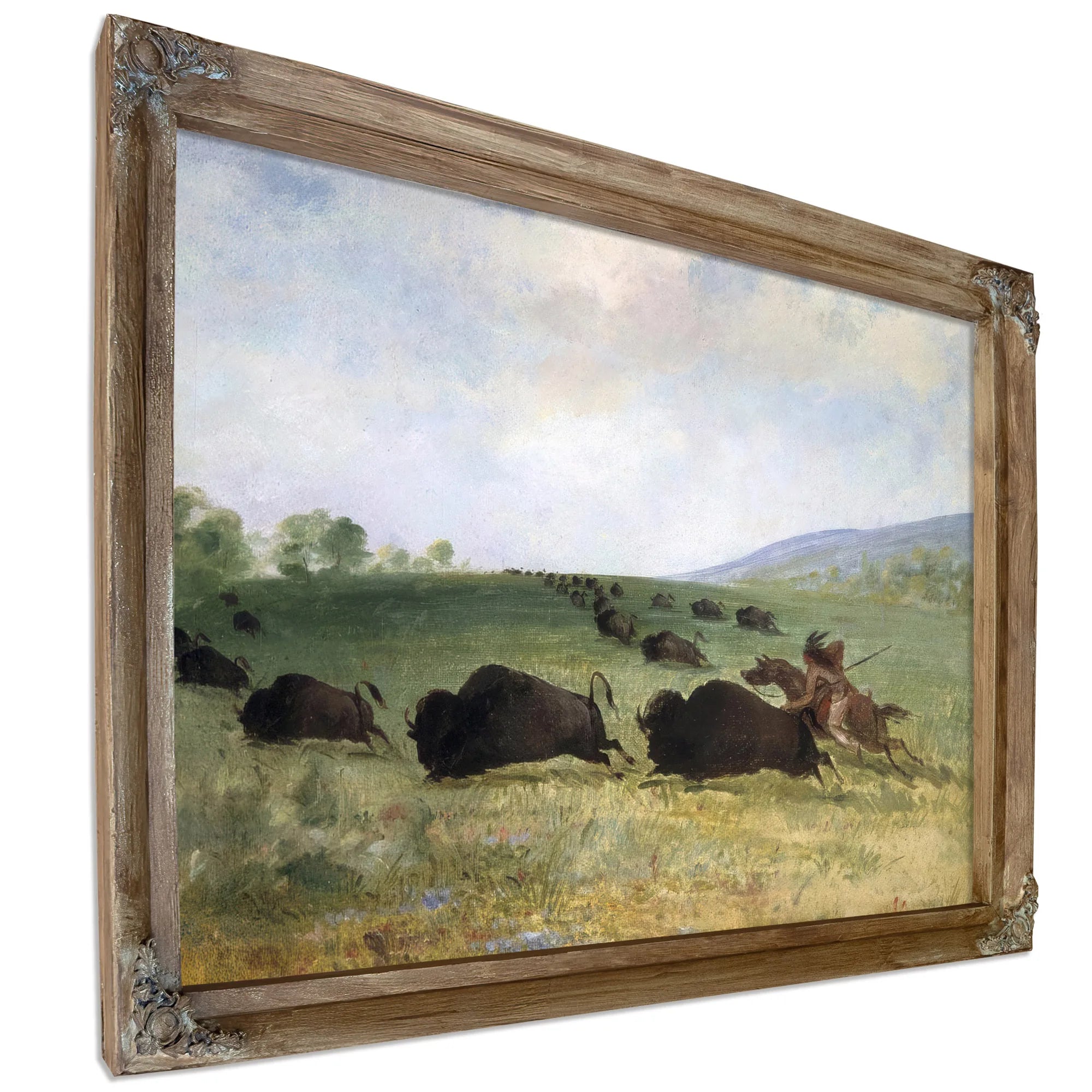 An Osage Indian Lancing A Buffalo By George Catlin Fine Art Print