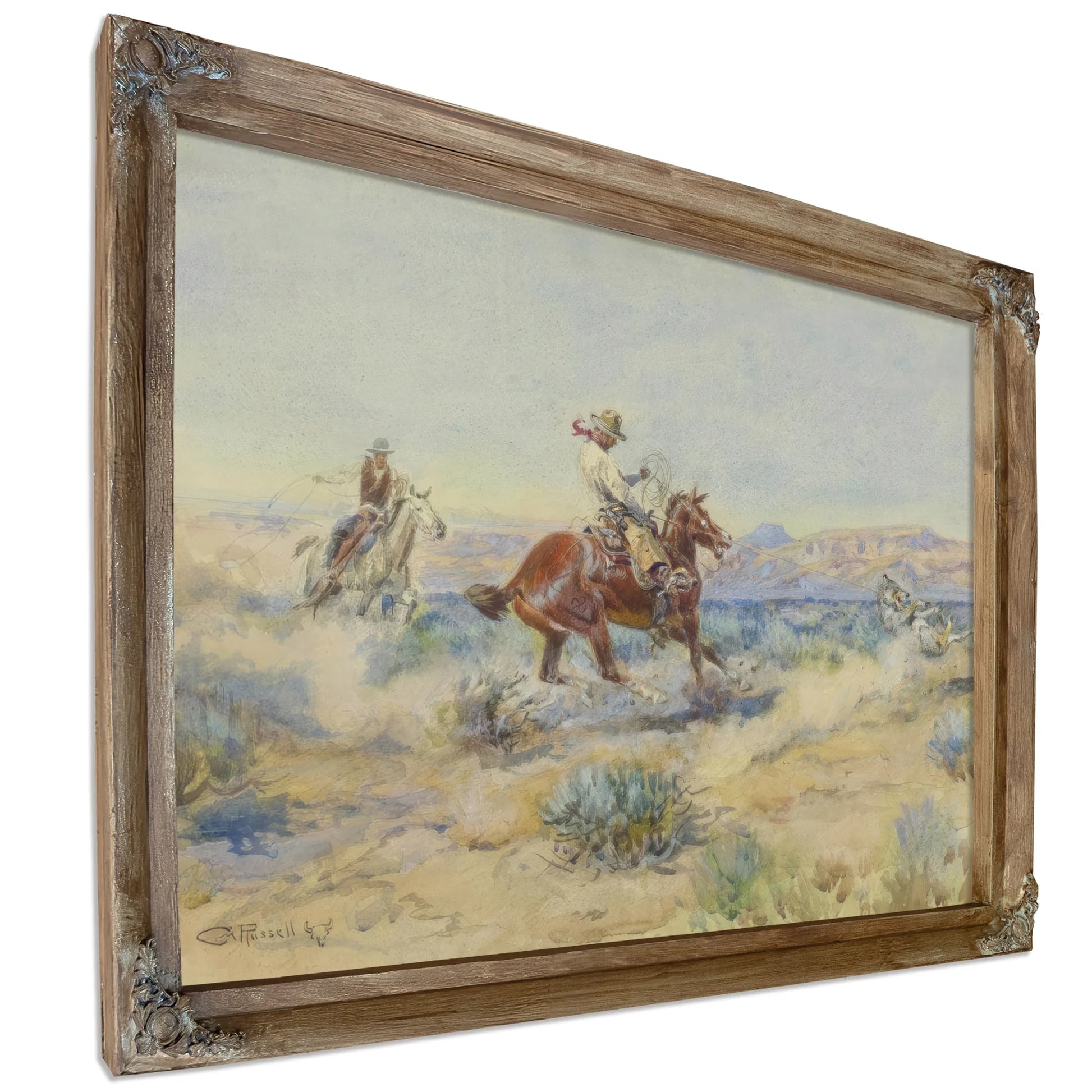 Roping A Wolf By Charles Marion Russell Fine Art Print