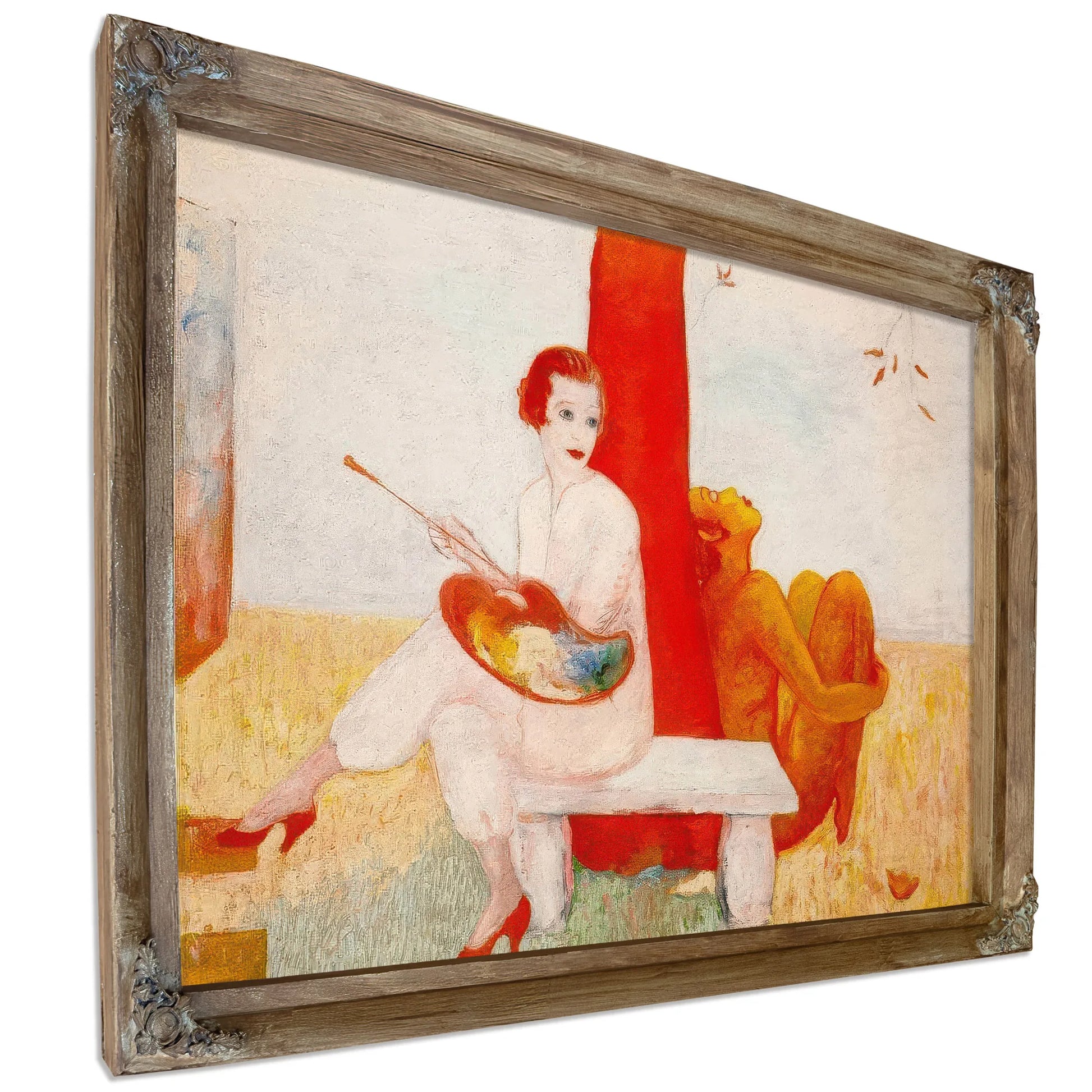 Self Portrait With Palette Painter And Faun By Florine Stettheimer Fine Art Print